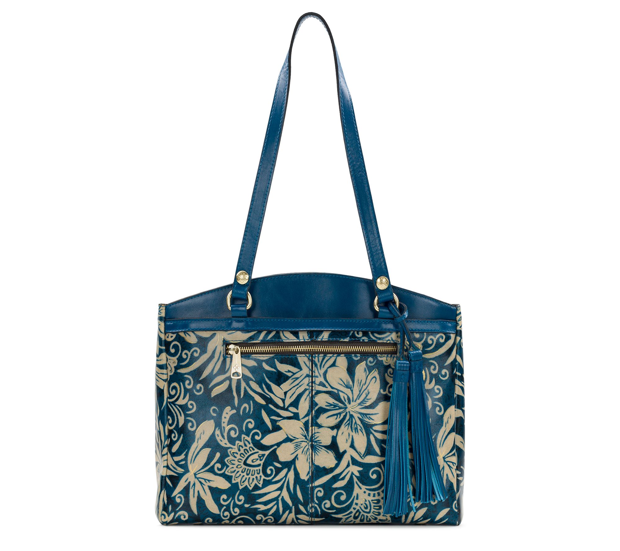 Patricia Nash Poppy Leather Tote in Greek Floral