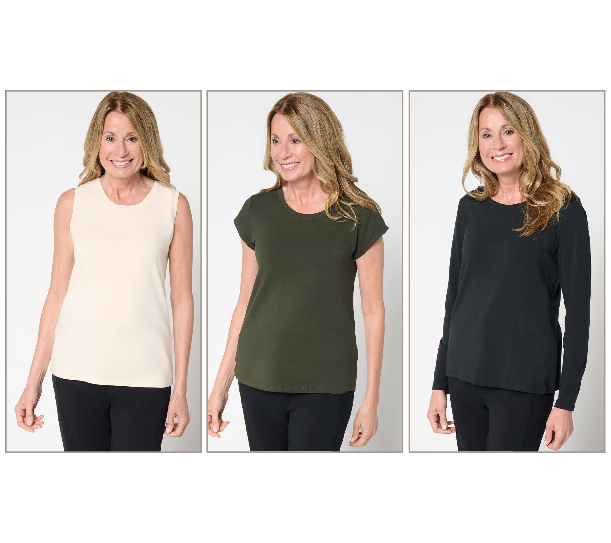 AnyBody Cozy Knit Jersey 3-Pack Assorted Tops