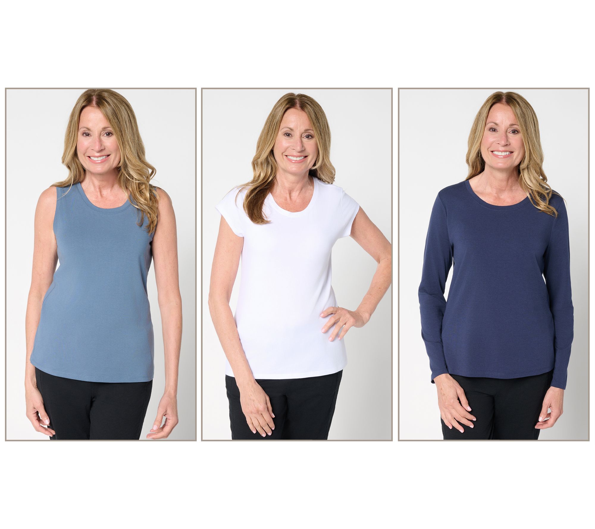 AnyBody Cozy Knit Jersey 3-Pack Assorted Tops