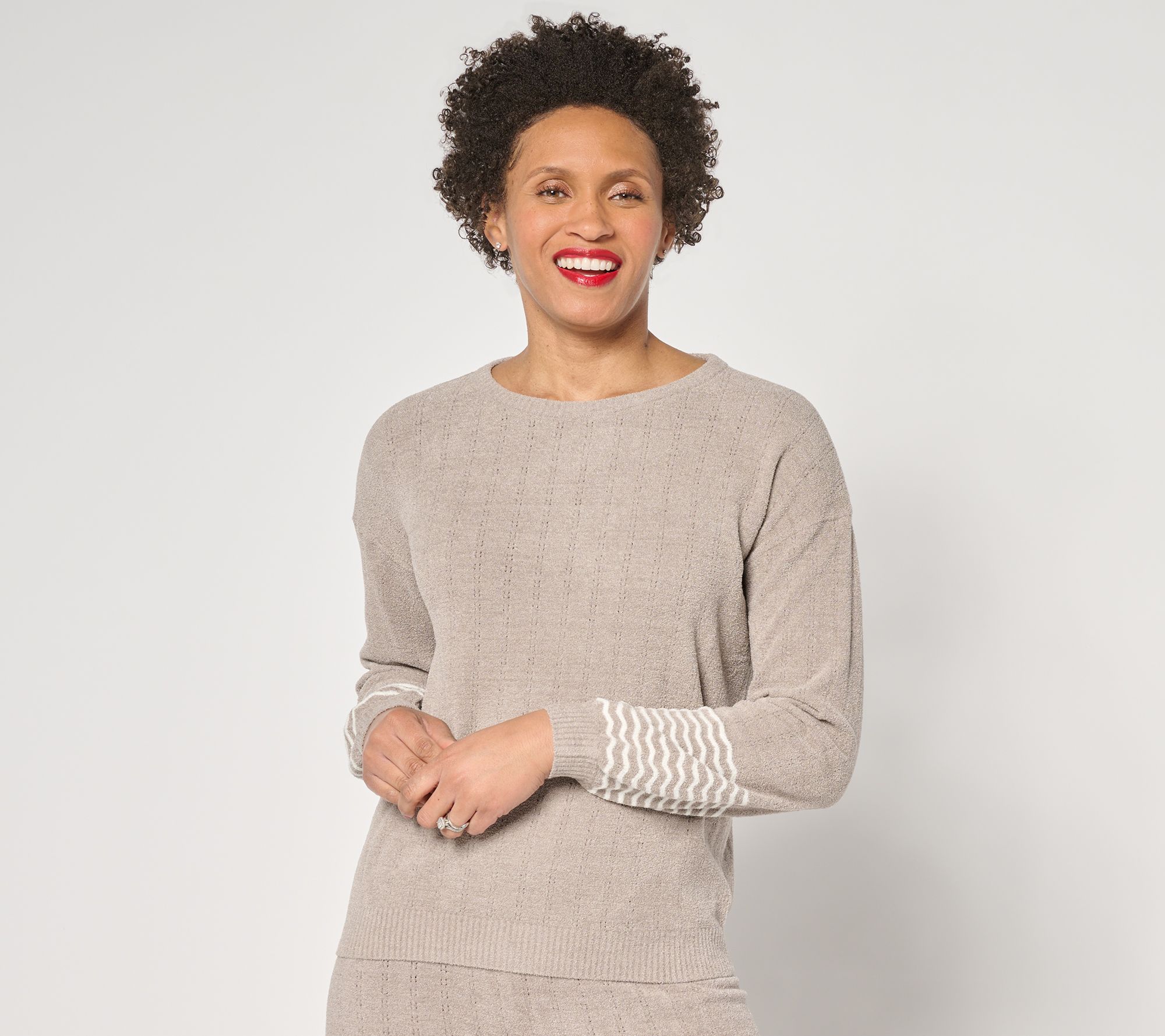 "As Is" Barefoot Dreams CozyChic Ultra Lite Pointelle Pullover