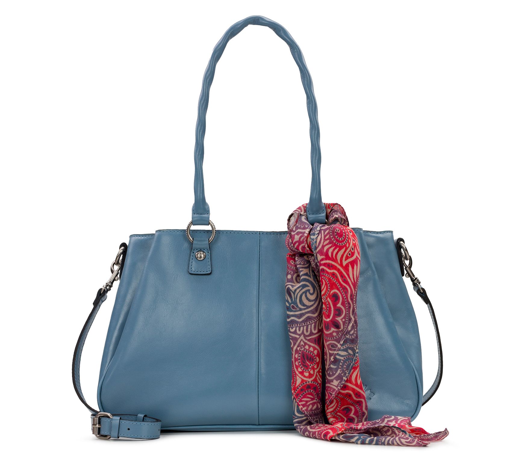 Patricia Nash Karla Leather Satchel Crossbody w/ Greek Scarf