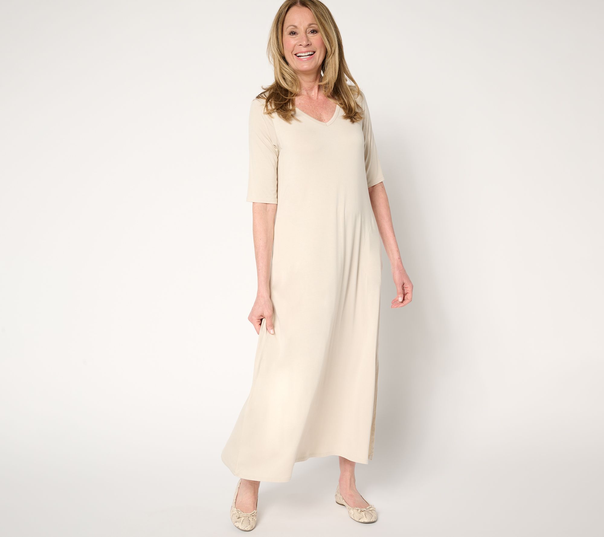 "As Is" Belle by Kim Gravel Petite Rayon Spandex Elbow Sleeve Dress