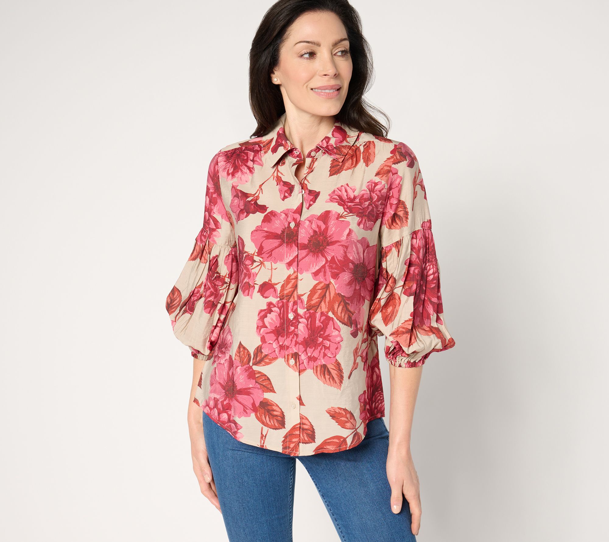 "As Is" BEAUTIFUL by Lawrence Zarian 3/4 Sleeve Button Shirt