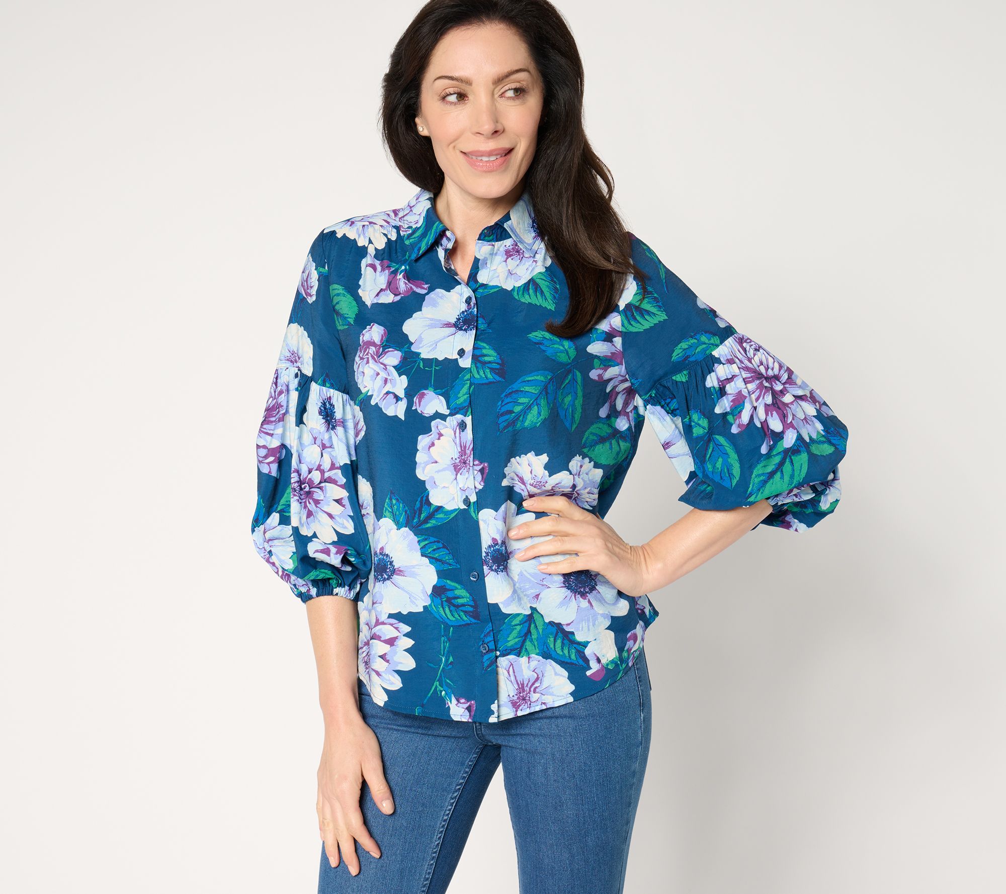 "As Is" BEAUTIFUL by Lawrence Zarian 3/4 Sleeve Button Shirt