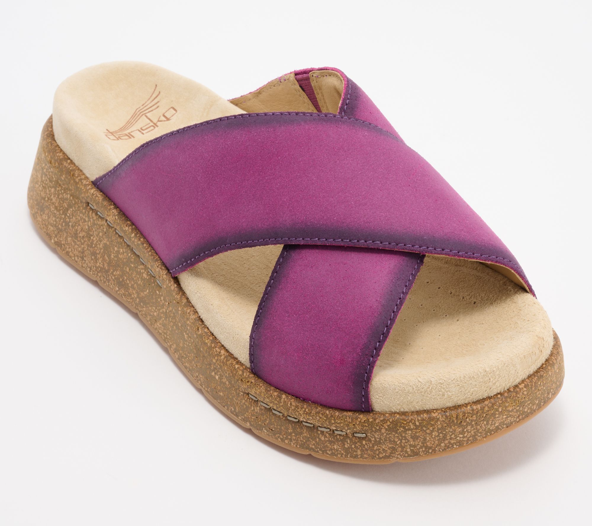 "As Is" Dansko Leather Crossover Slide Sandals- Bridget