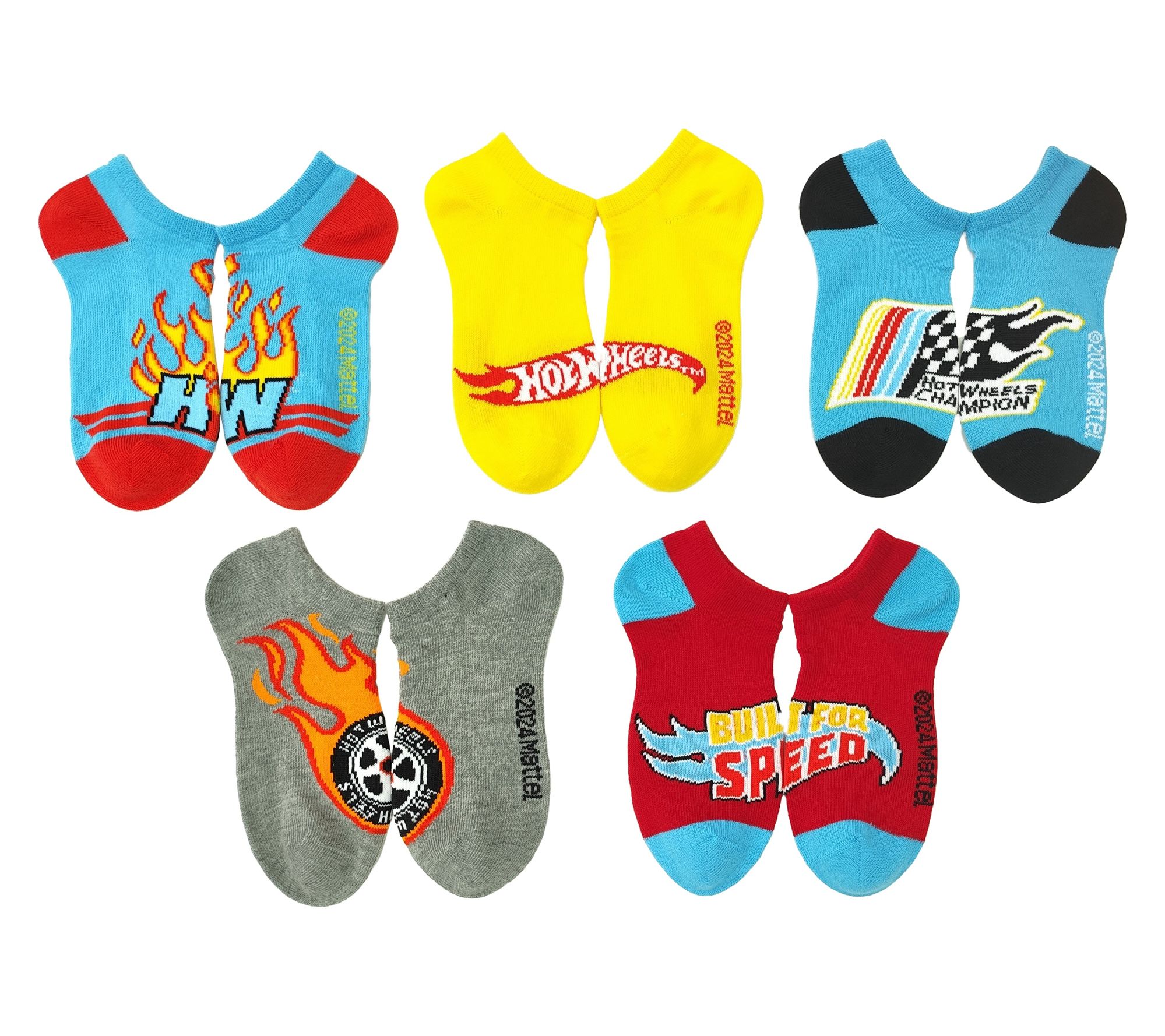 Hot Wheels Boy's Set of 5 No-Show Socks