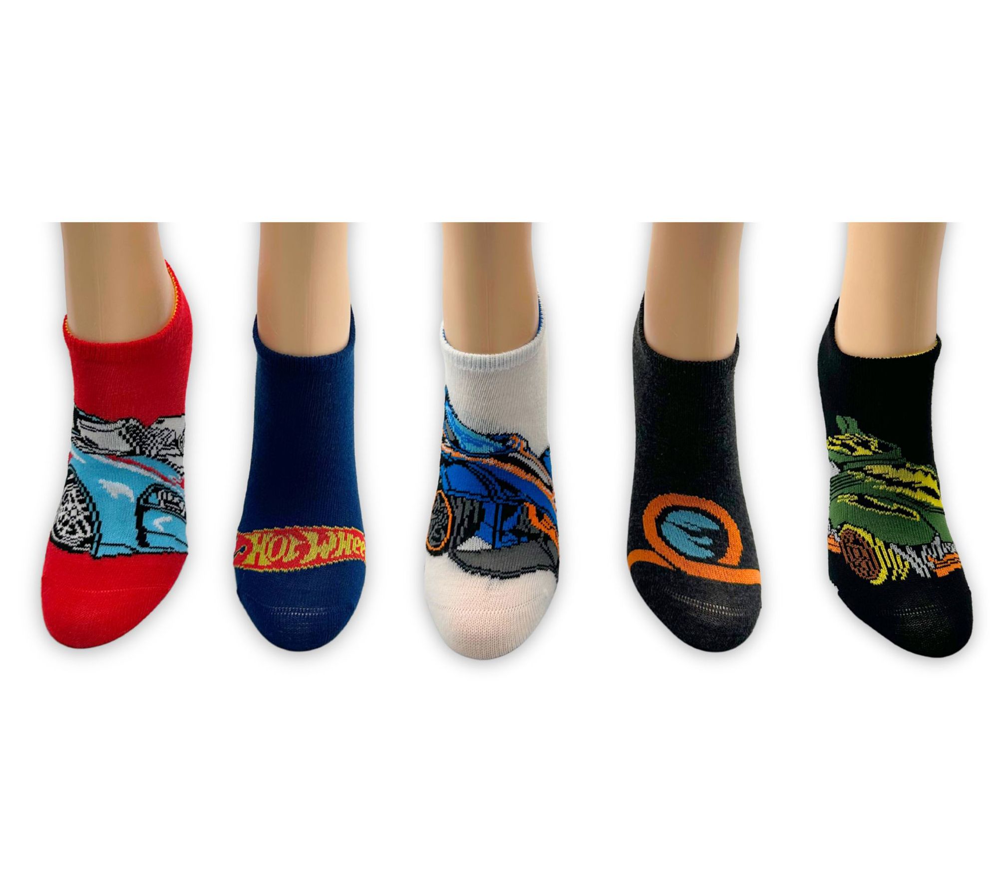 Hot Wheels Boy's Set of 5 No-Show Socks