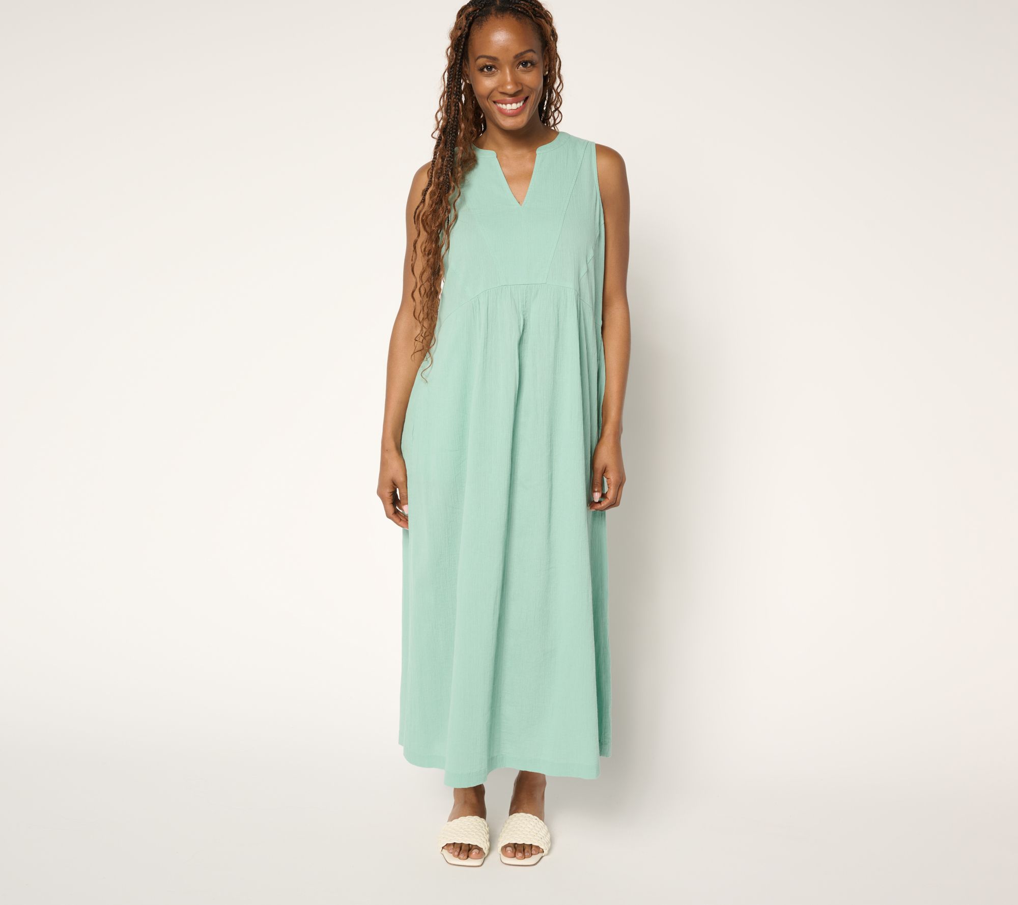 "As Is" LOGO by Lori Goldstein Beach to Street Petite Cotton Gauze Dress