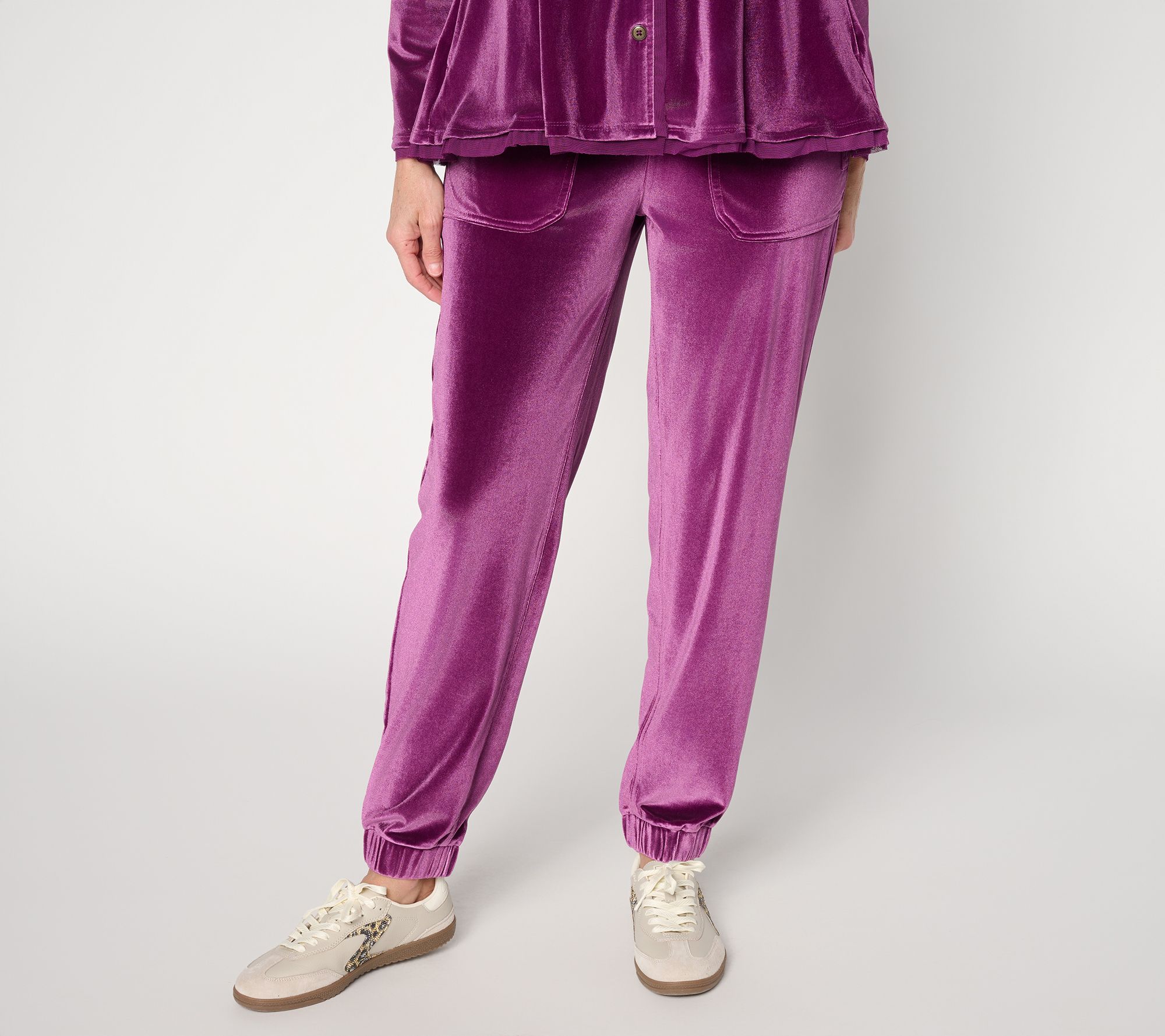LOGO Lavish by Lori Goldstein Knit Velvet Joggers