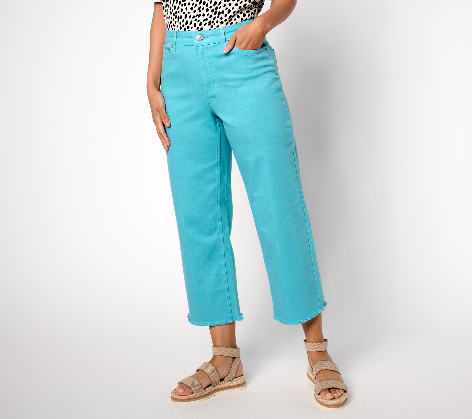 "As Is" LOGO by Lori Goldstein Pet Wide Leg Crop Jeans