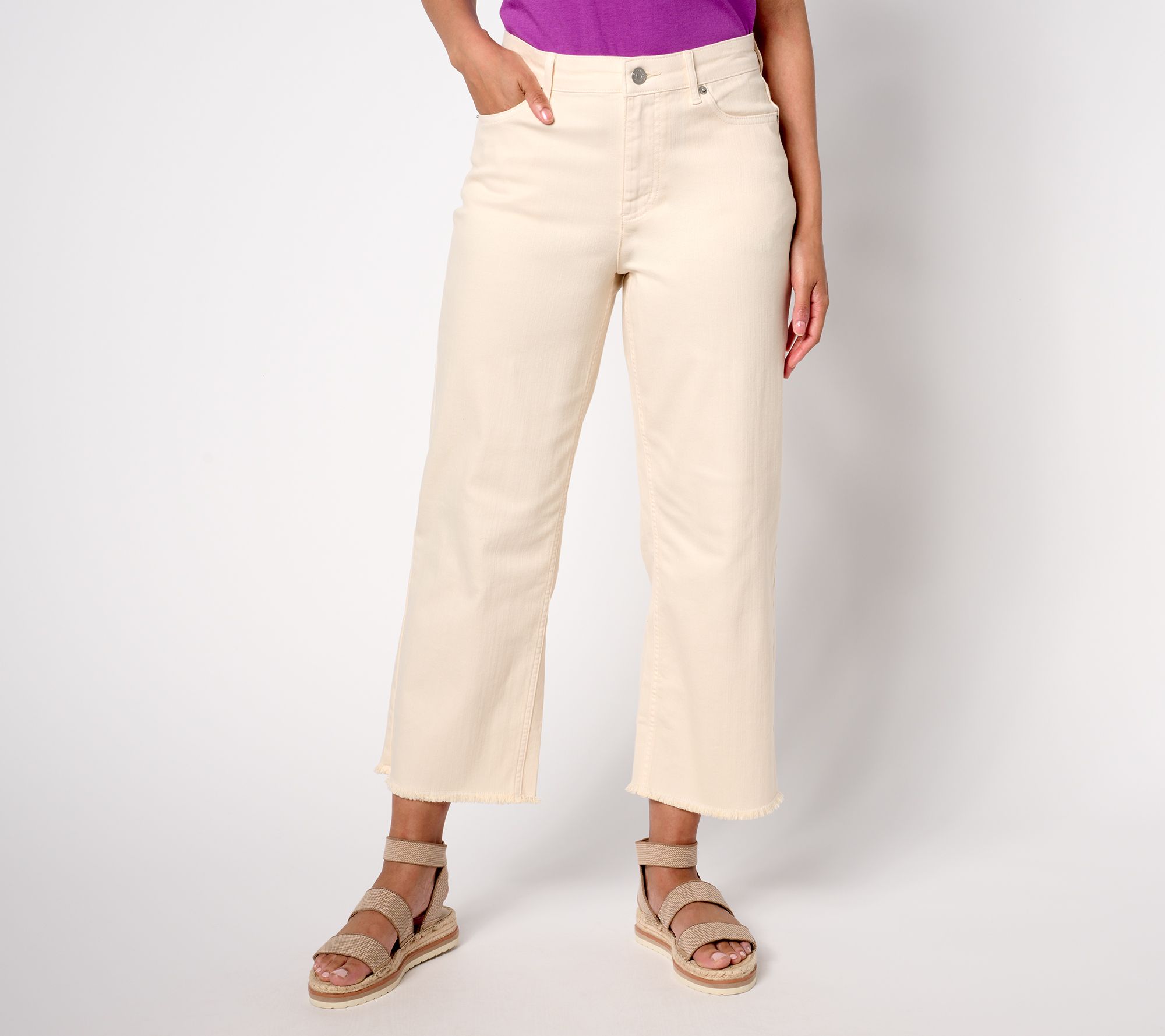 "As Is" LOGO by Lori Goldstein Pet Wide Leg Crop Jeans