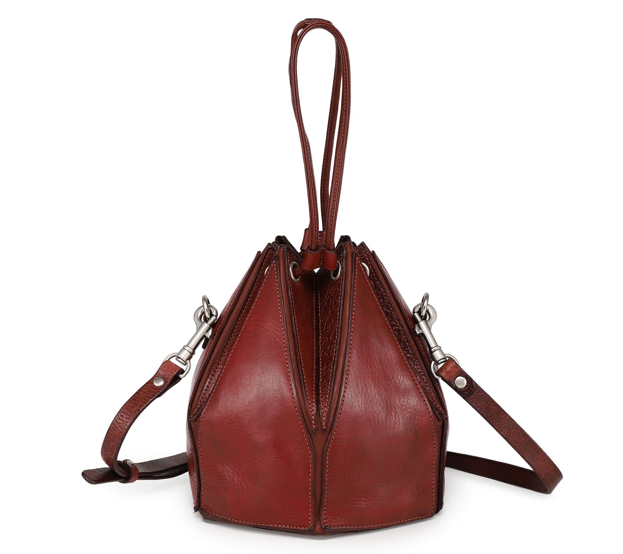 Old Trend Prism Bucket Convertible Leather Crossbody
