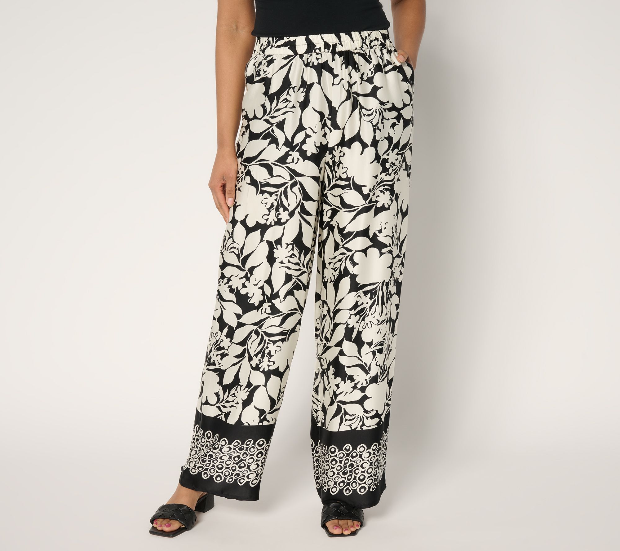 "As Is" Dennis Basso Reg Woven Printed Pants with Border
