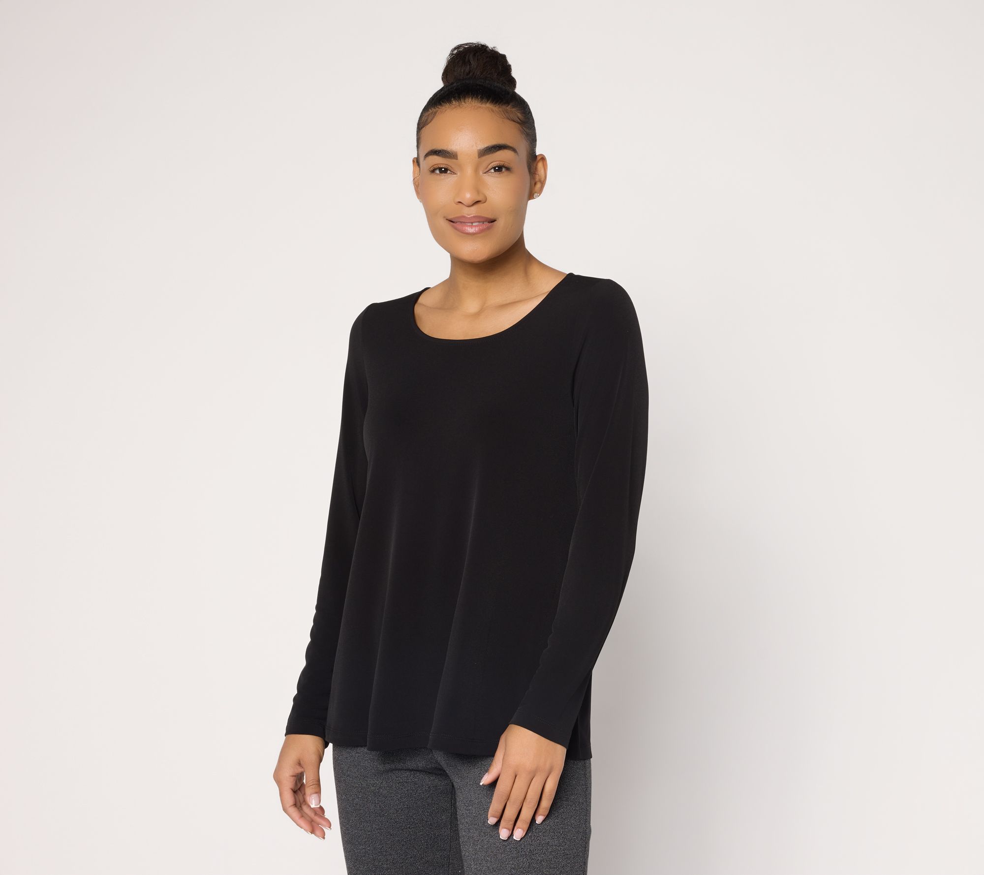 Susan Graver Essentials Liquid Knit Ballet Neck A-Line Top