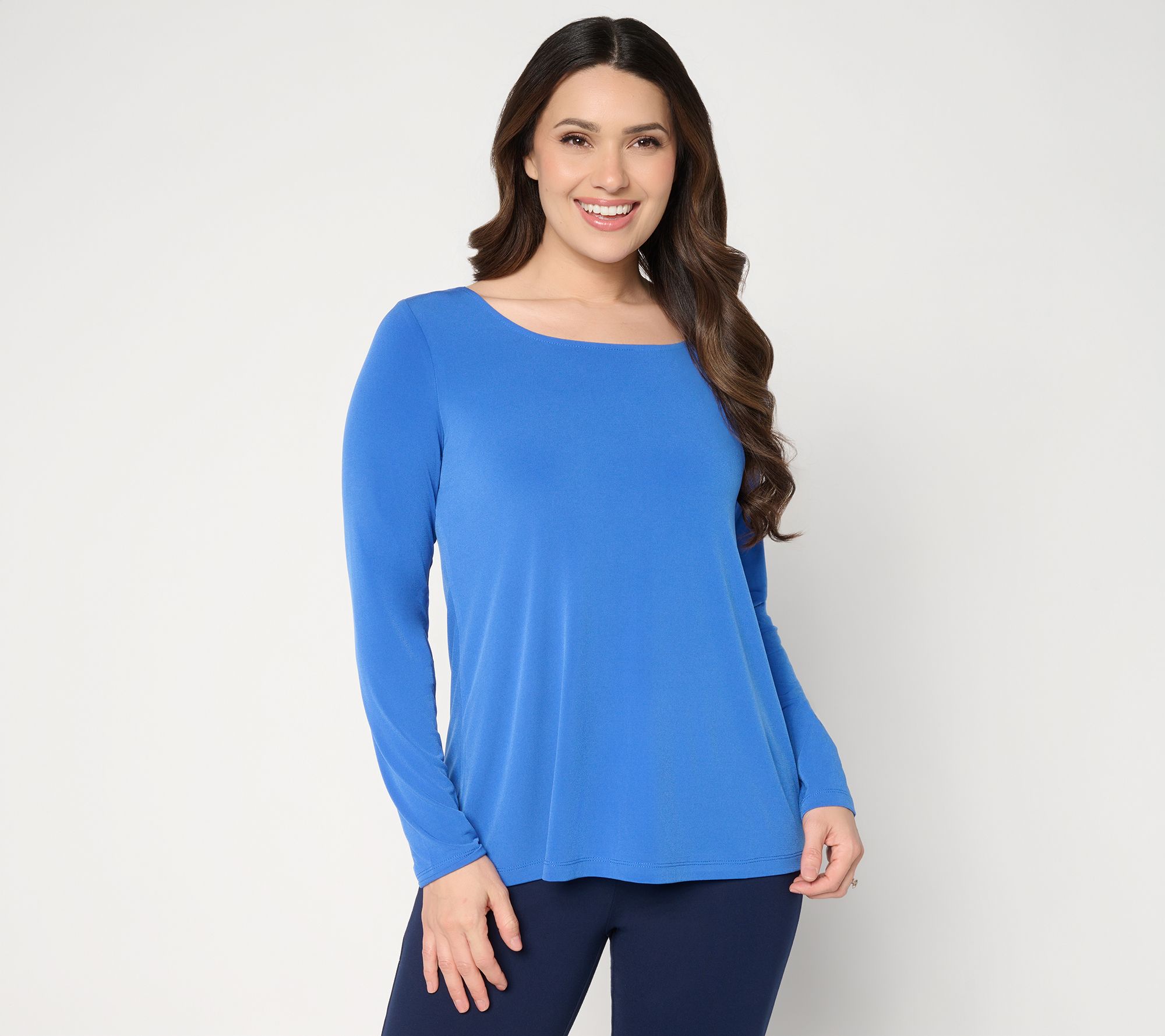 Susan Graver Essentials Liquid Knit Ballet Neck A-Line Top