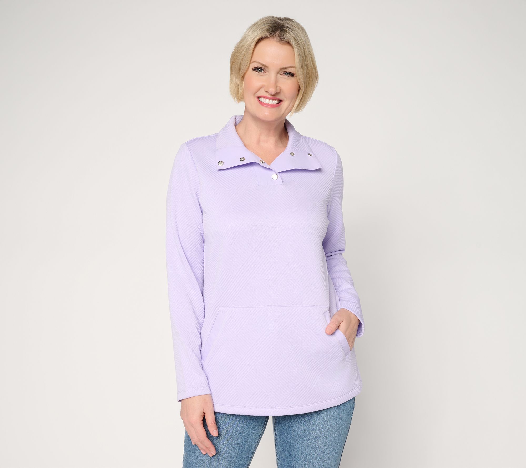 Denim & Co. Active Jacquard Quarter Snap Tunic