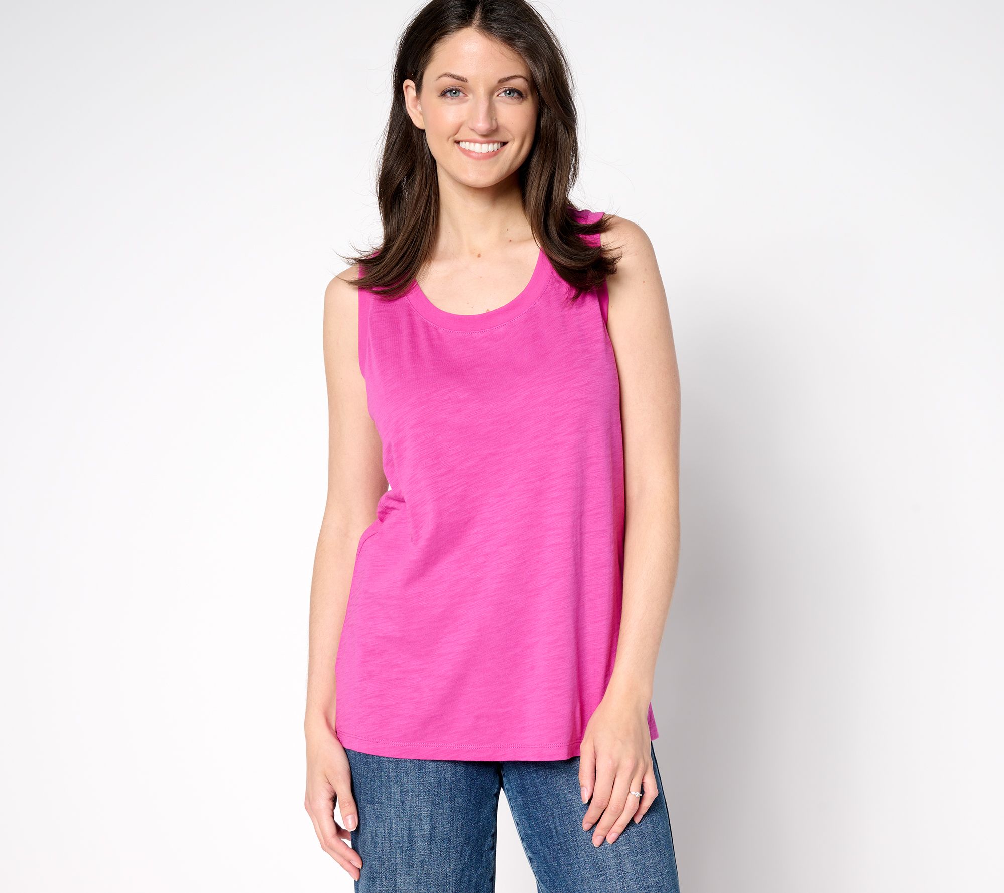 "As Is" Belle by Kim Gravel Summer Sunset Slub Knit U-Neck Tank