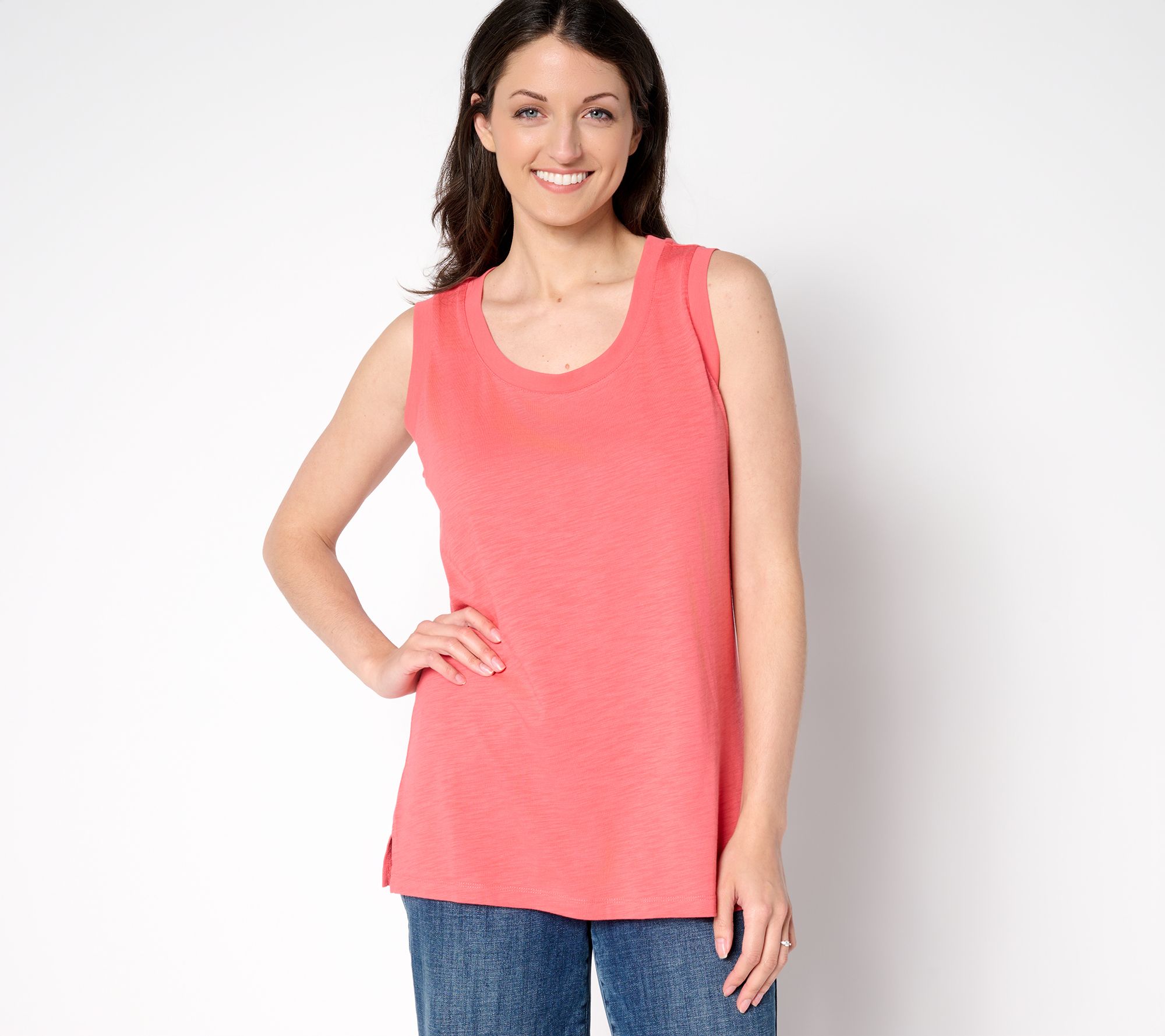"As Is" Belle by Kim Gravel Summer Sunset Slub Knit U-Neck Tank