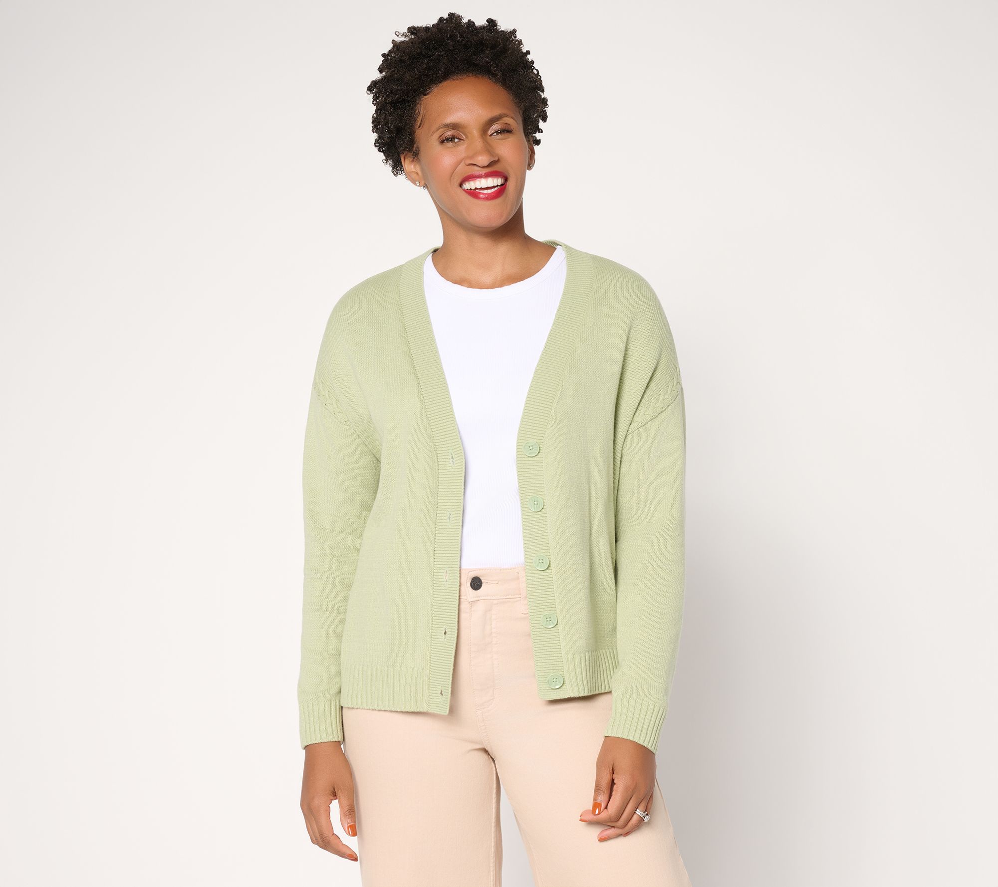 Peace Love World Braid Trim Circle Hem Cardigan