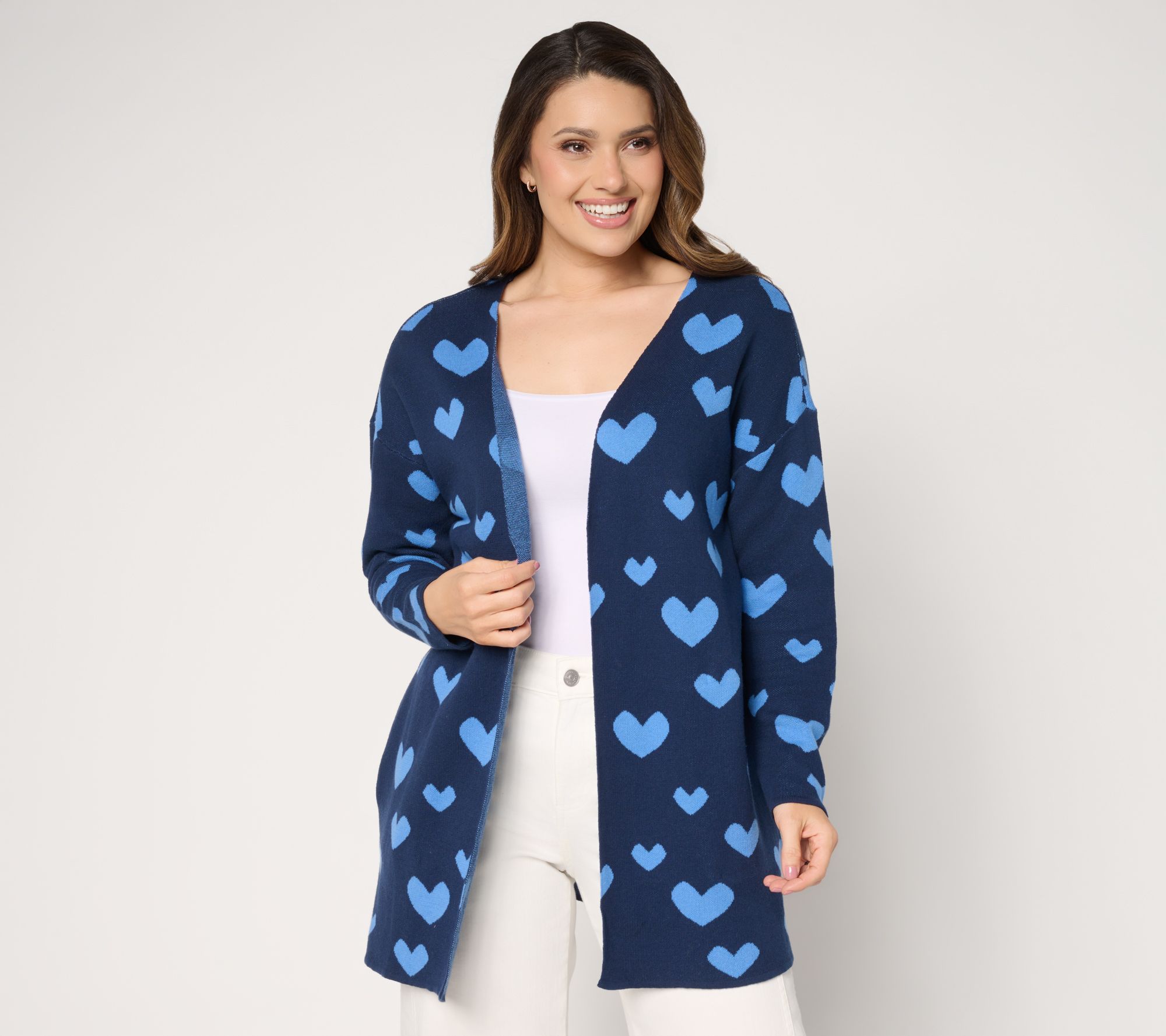 Driftwood Jeans Heart Intarsia Cardigan - Navy Heart