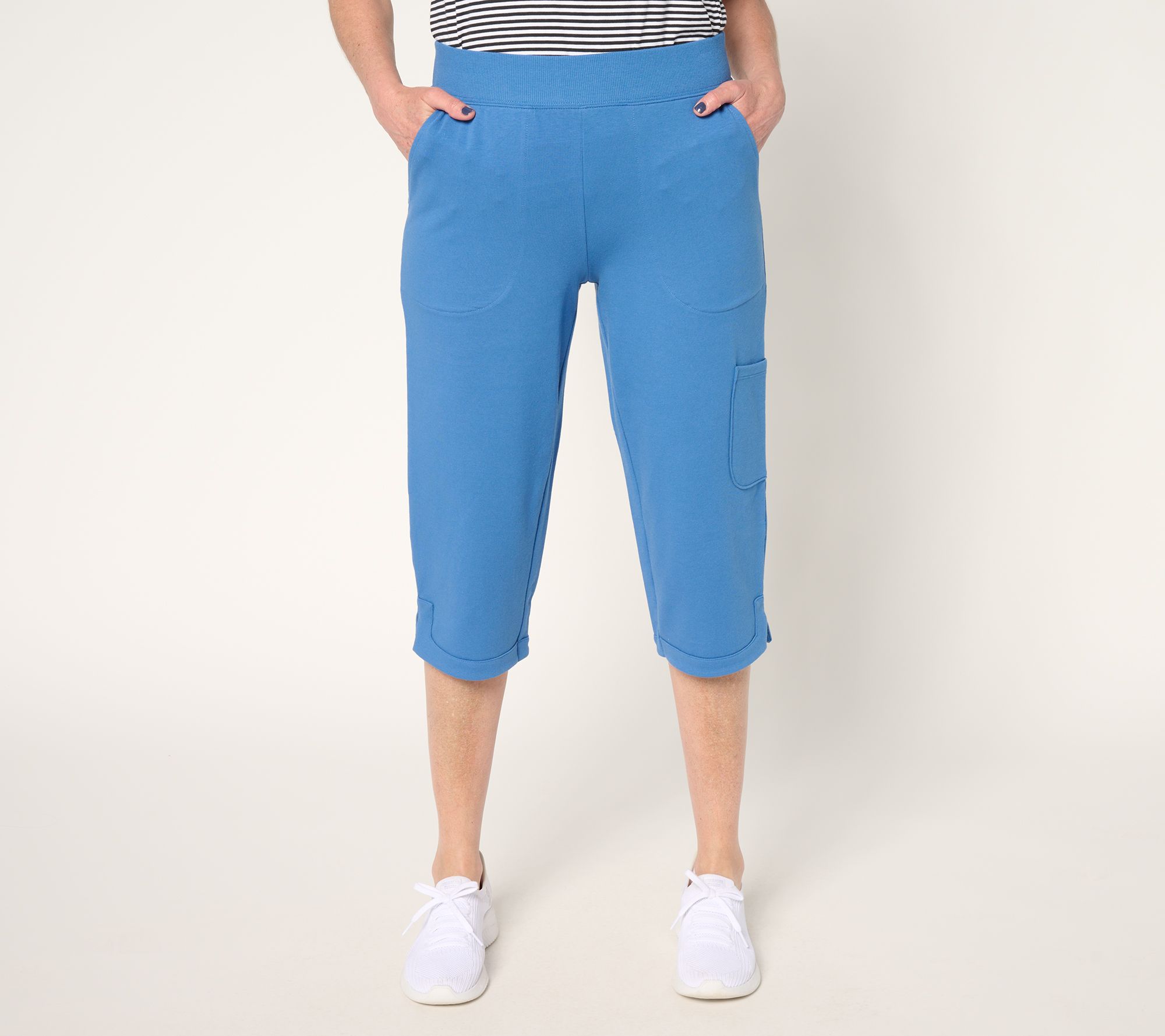"As Is" Denim & Co. Active Pet French Terry Straight Leg Capri Pants