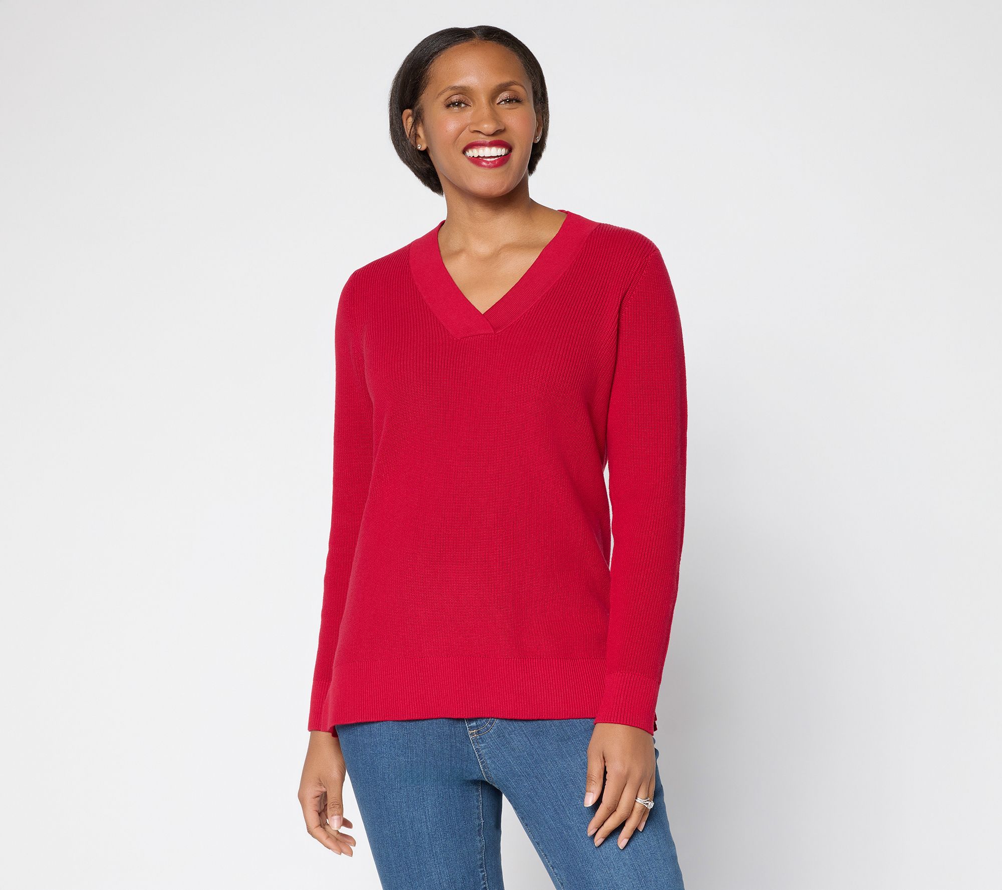  Belle by Kim Gravel Pardon My Pop Skinny Shaker V Neck Sweater
