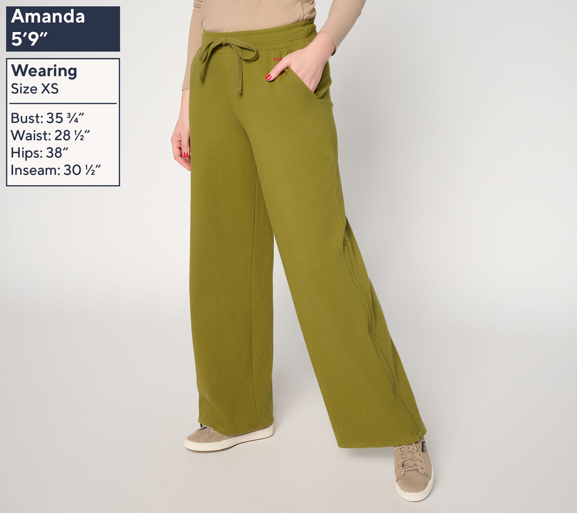 Peace Love World Pull On Full Leg Pant with Zippers - QVC.com