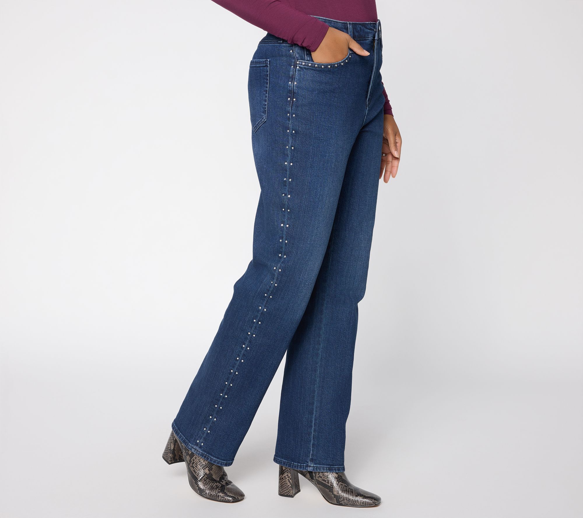 NYDJ Brooke Loose Jeans with Rhinestones