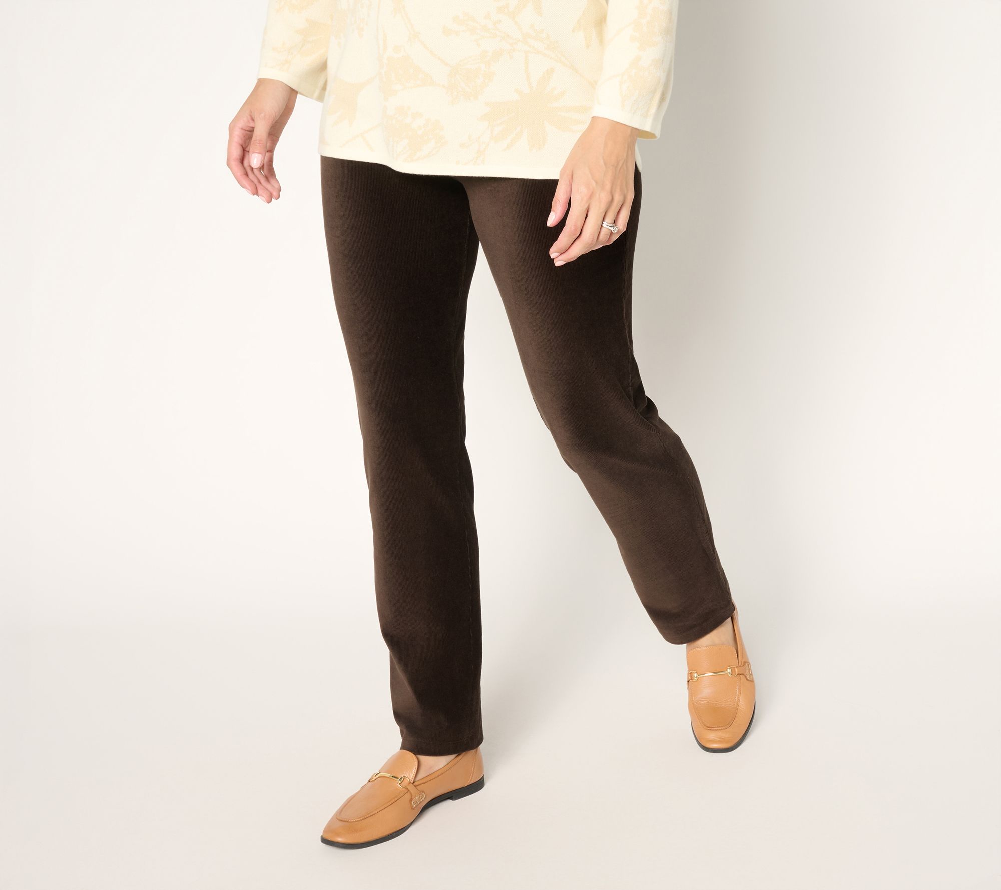 "As Is" Susan Graver Weekend Tall Knit Corduroy Straight Pant