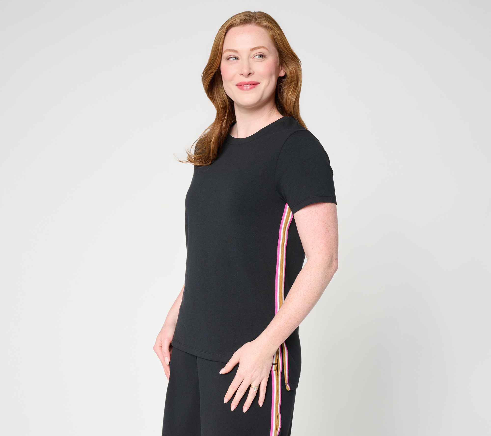 Cuddl Duds Cottonwear+ Tape Trim Short Sleeve Tee