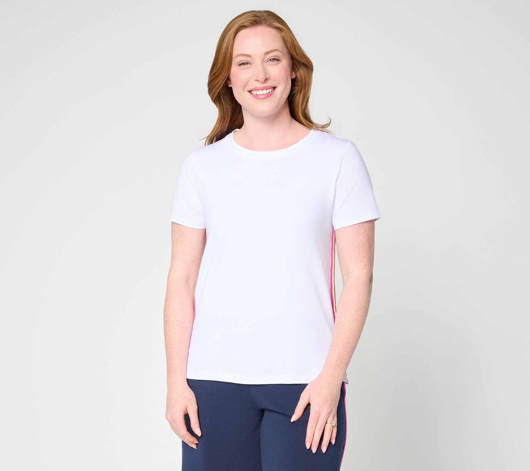 Cuddl Duds Cottonwear+ Tape Trim Short Sleeve Tee