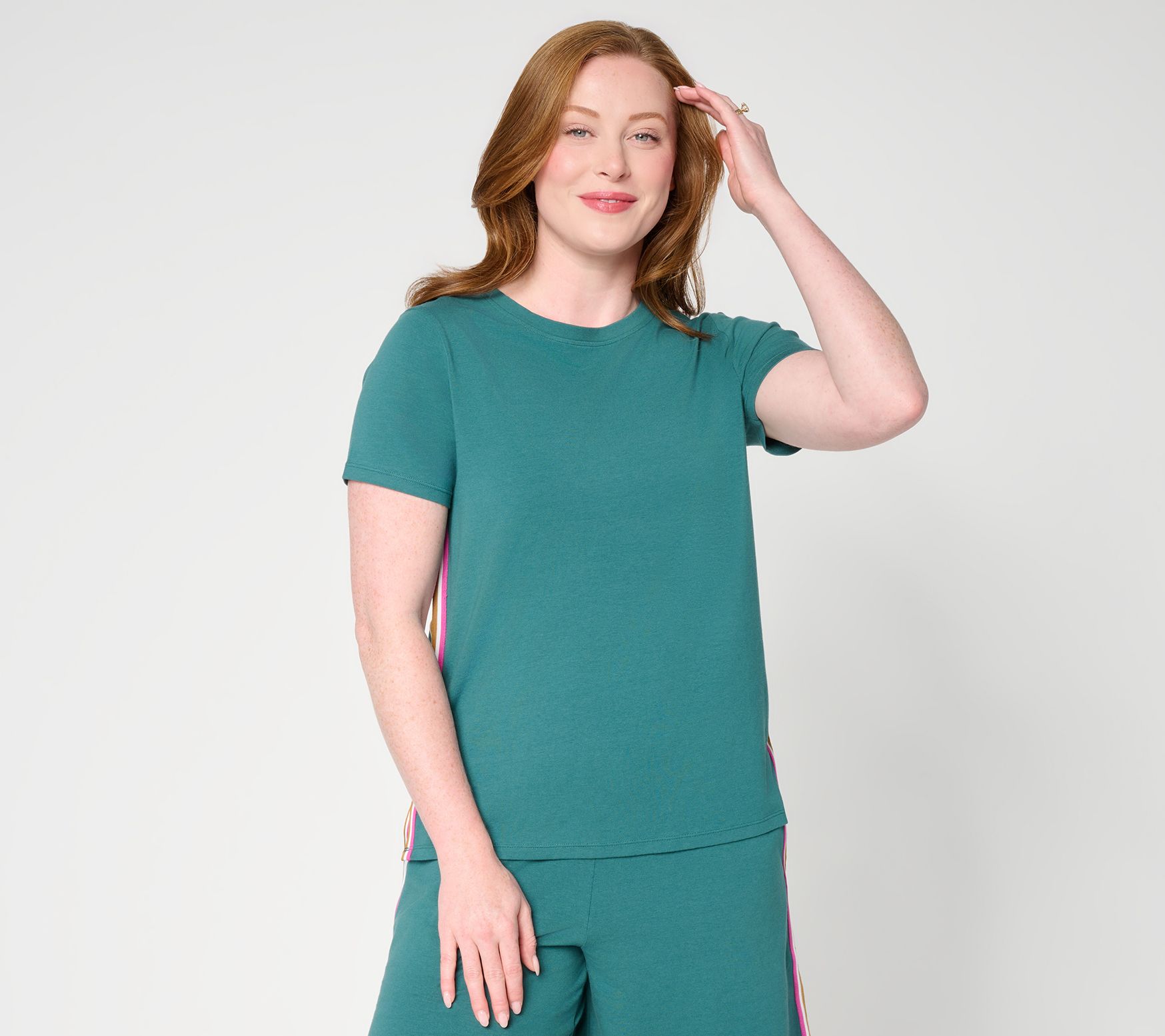 Cuddl Duds Cottonwear+ Tape Trim Short Sleeve Tee