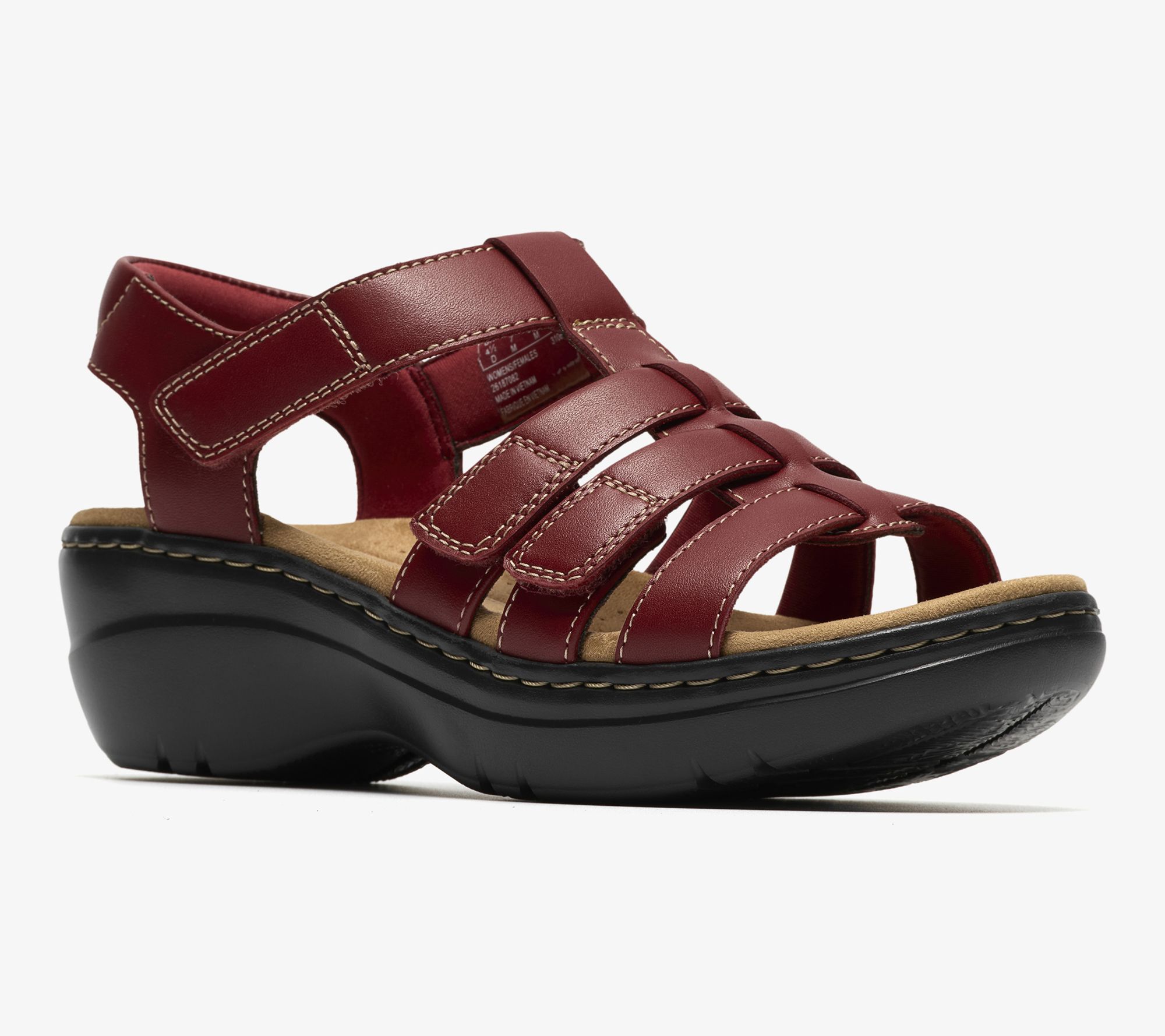 Clarks Collection Adjustable Leather Sandals -Merliah2 Ruby