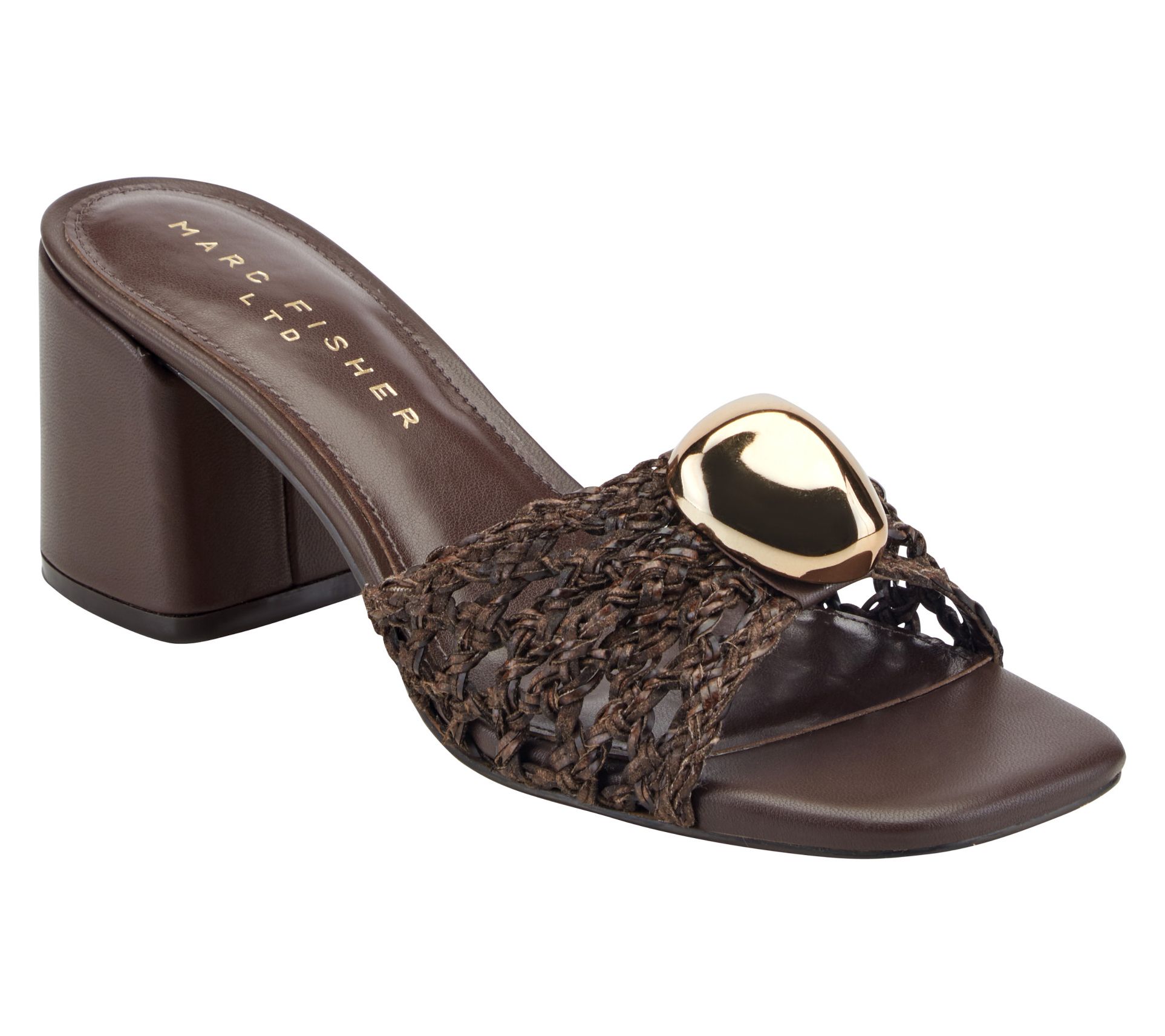 Marc Fisher LTD Block Heel Slip On w/ Goldtone Center - Farrel