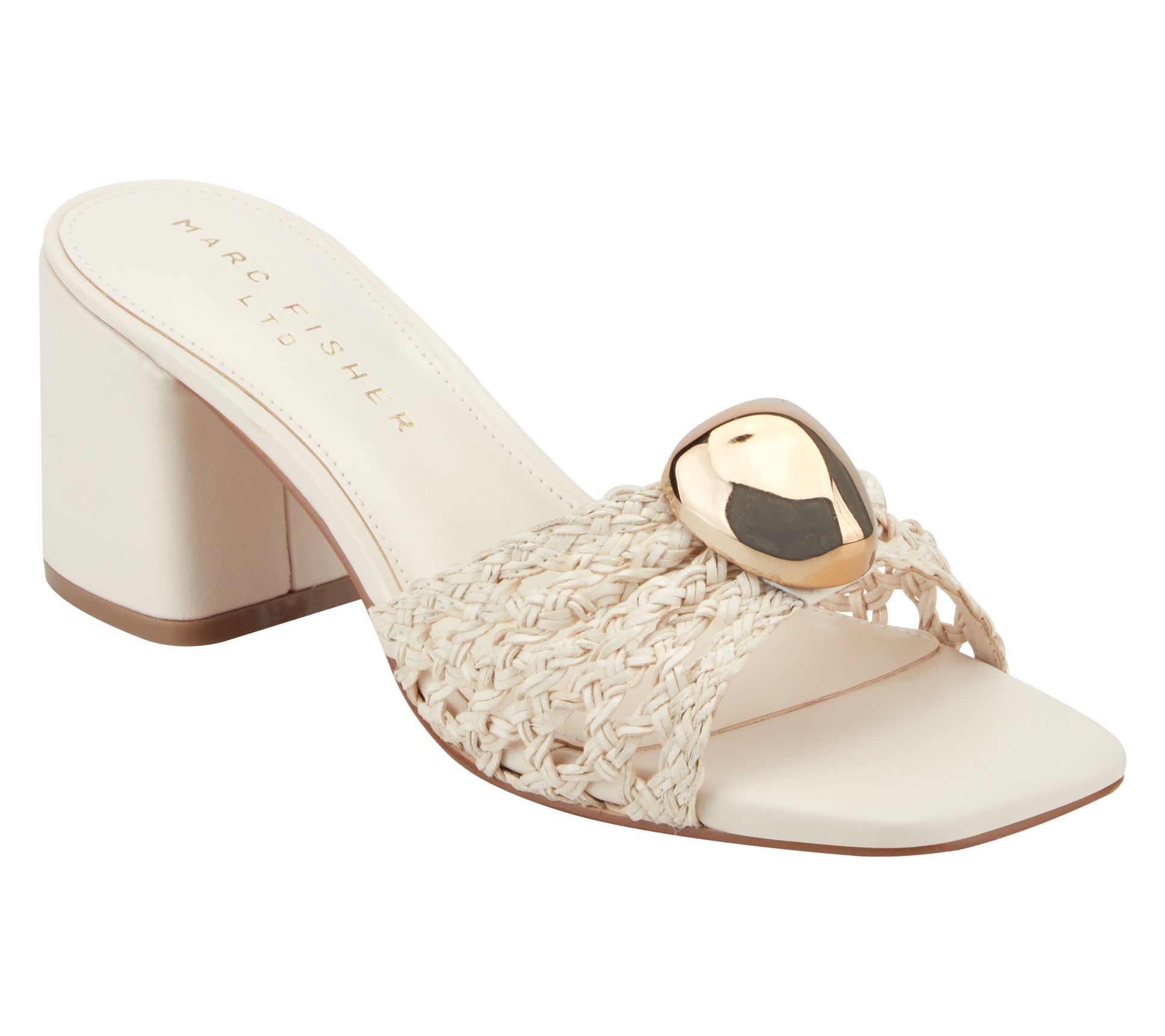 Marc Fisher LTD Block Heel Slip On w/ Goldtone Center - Farrel