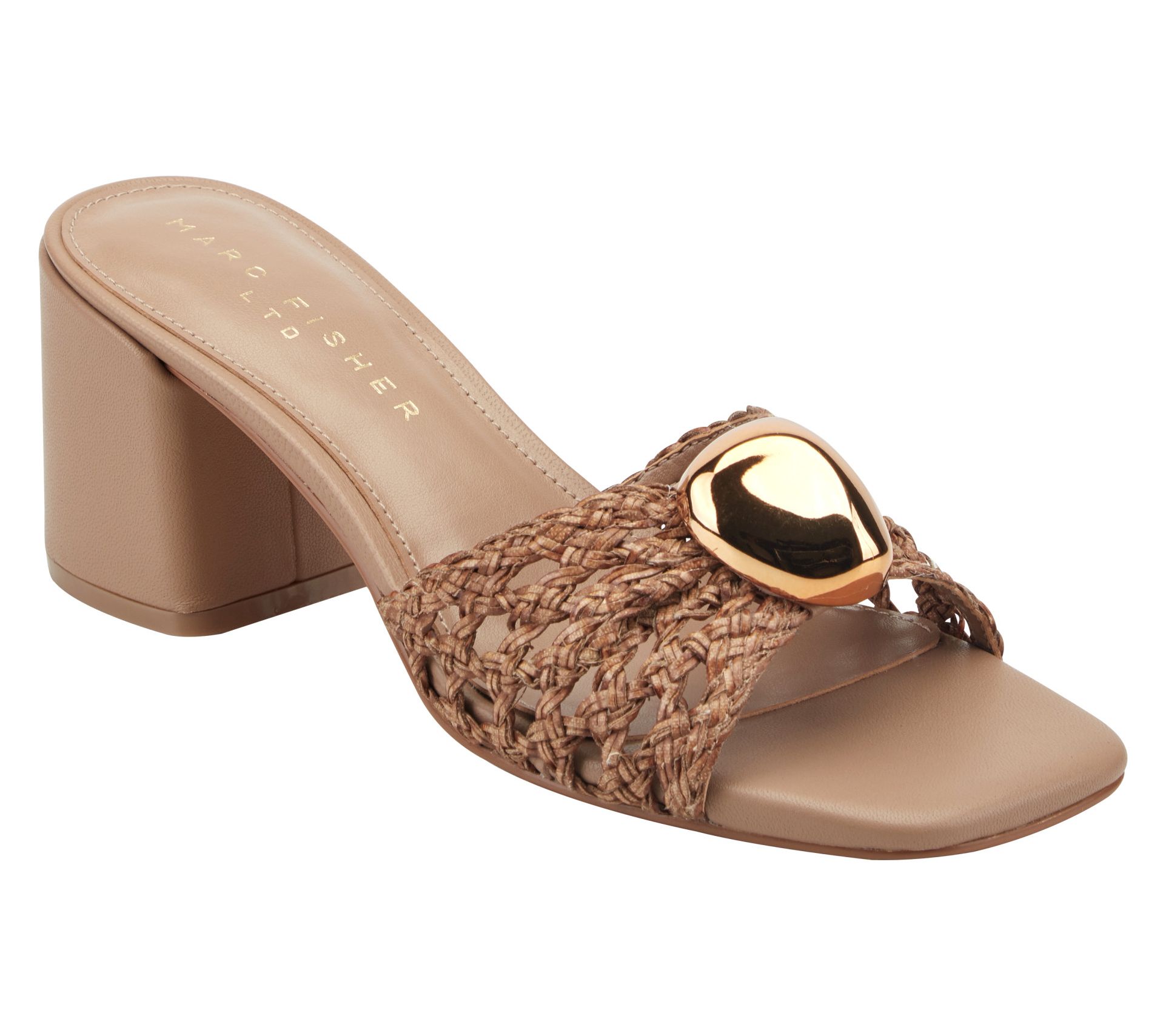 Marc Fisher LTD Block Heel Slip On w/ Goldtone Center - Farrel