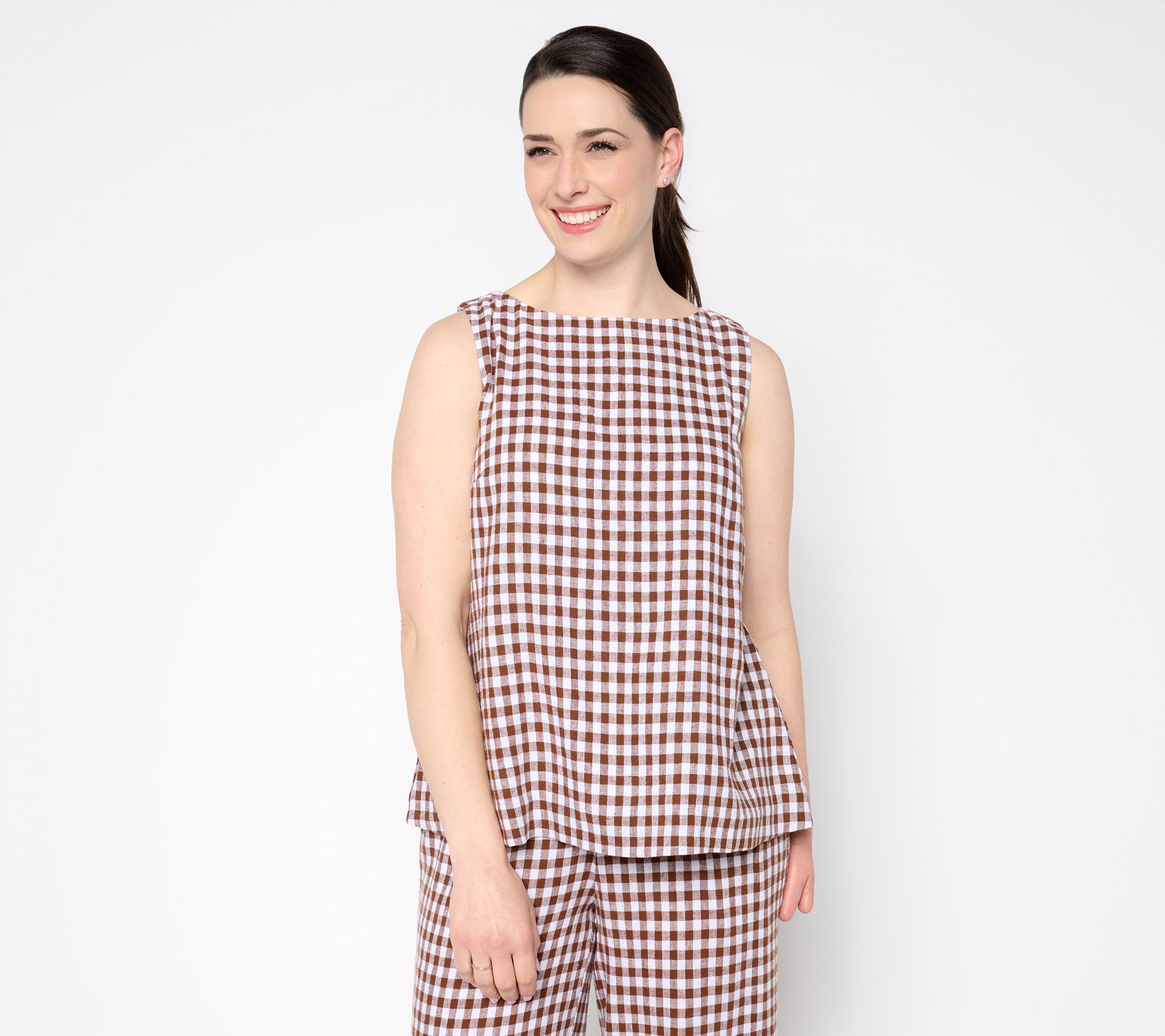 Me by Jennie Garth Linen Blend Split Back Tank Top