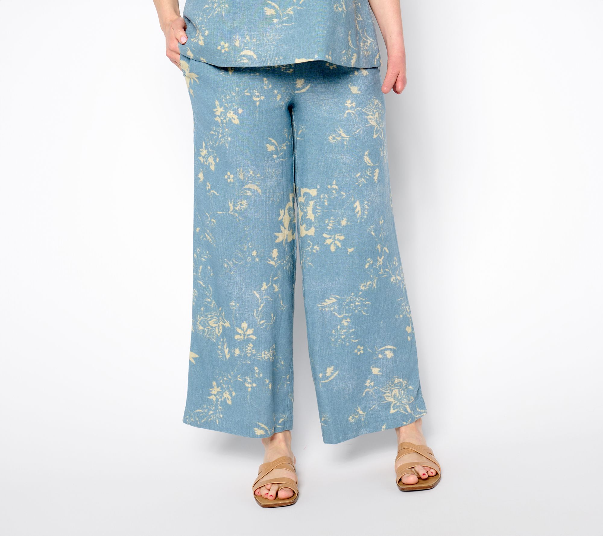 Me by Jennie Garth Regular Linen Blend Pull-On Pants