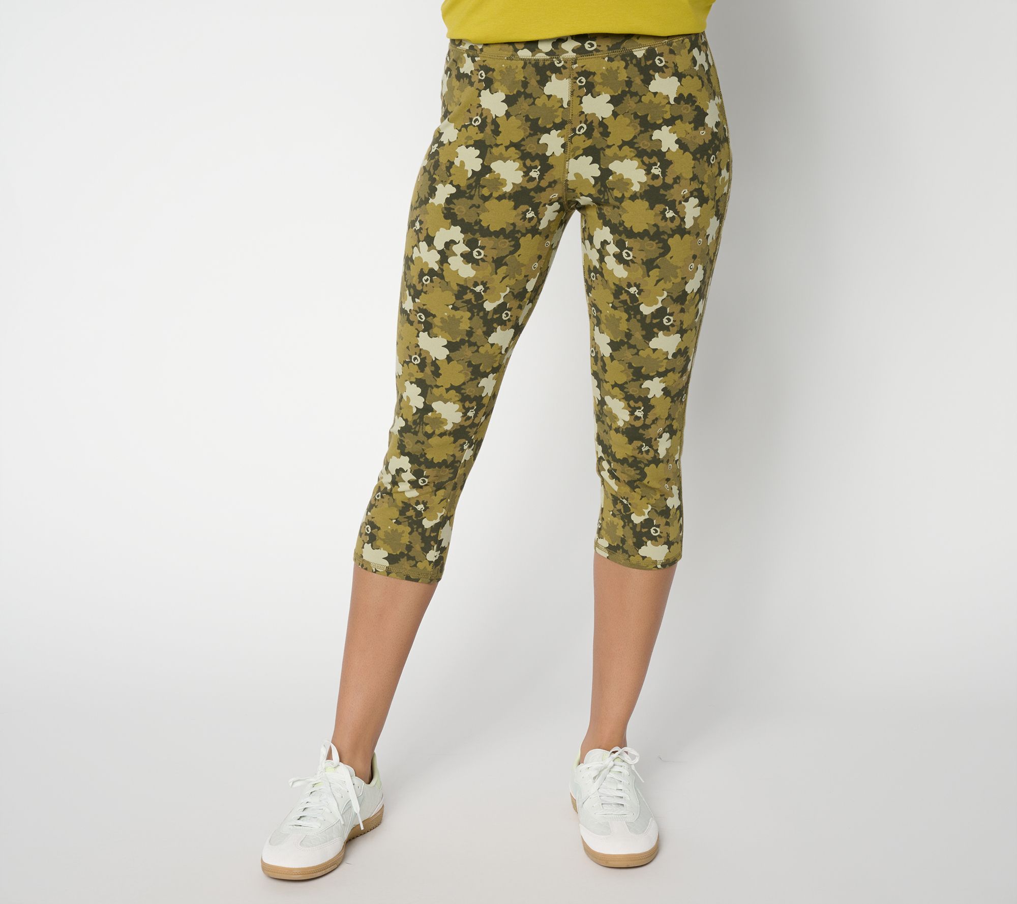 Denim & Co. Active Petite Printed or Solid Duo Stretch Capris