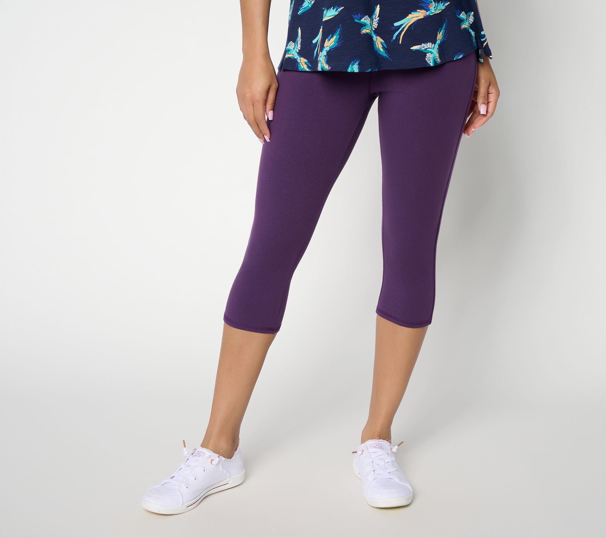 Denim & Co. Active Petite Printed or Solid Duo Stretch Capris