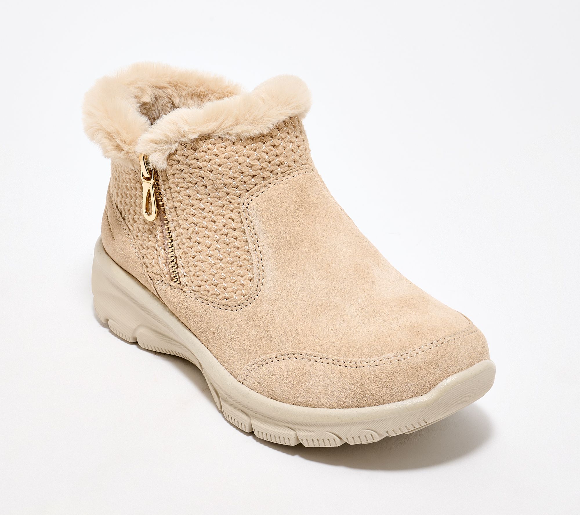 "As Is" Skechers Slip- ins Easy Going Sweater Knit Ankle Boots