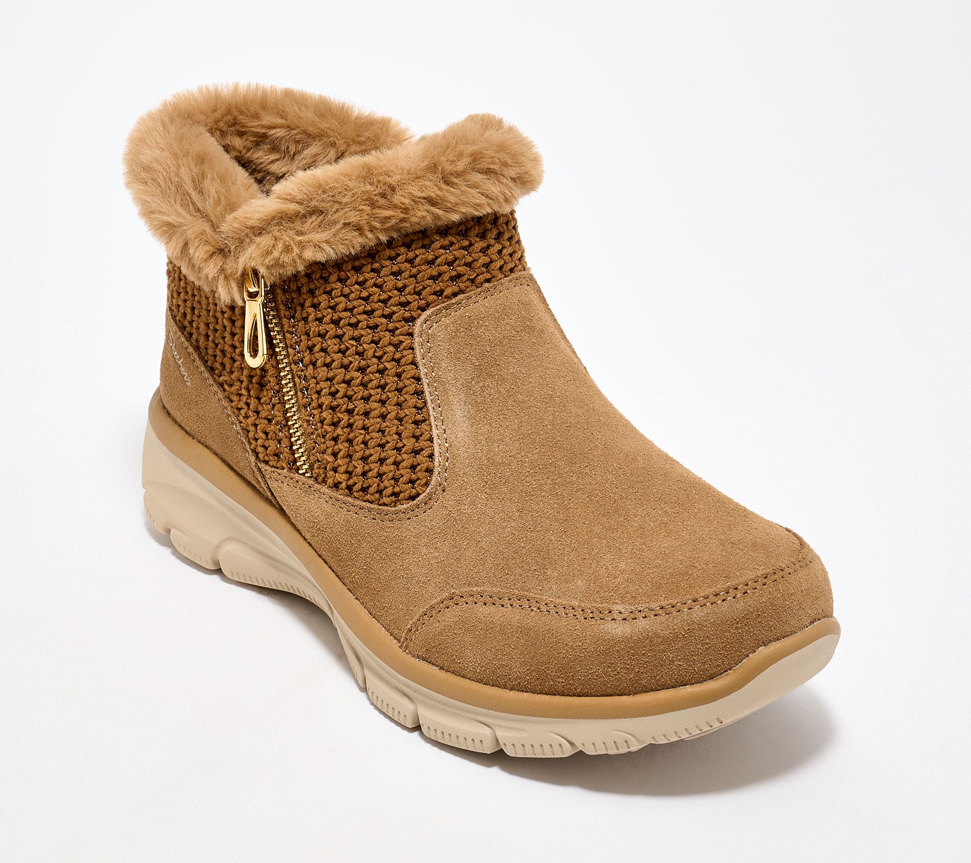 "As Is" Skechers Slip- ins Easy Going Sweater Knit Ankle Boots