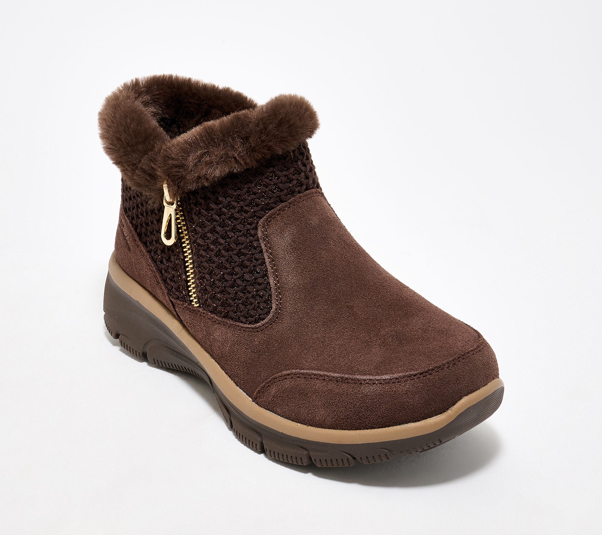 "As Is" Skechers Slip- ins Easy Going Sweater Knit Ankle Boots