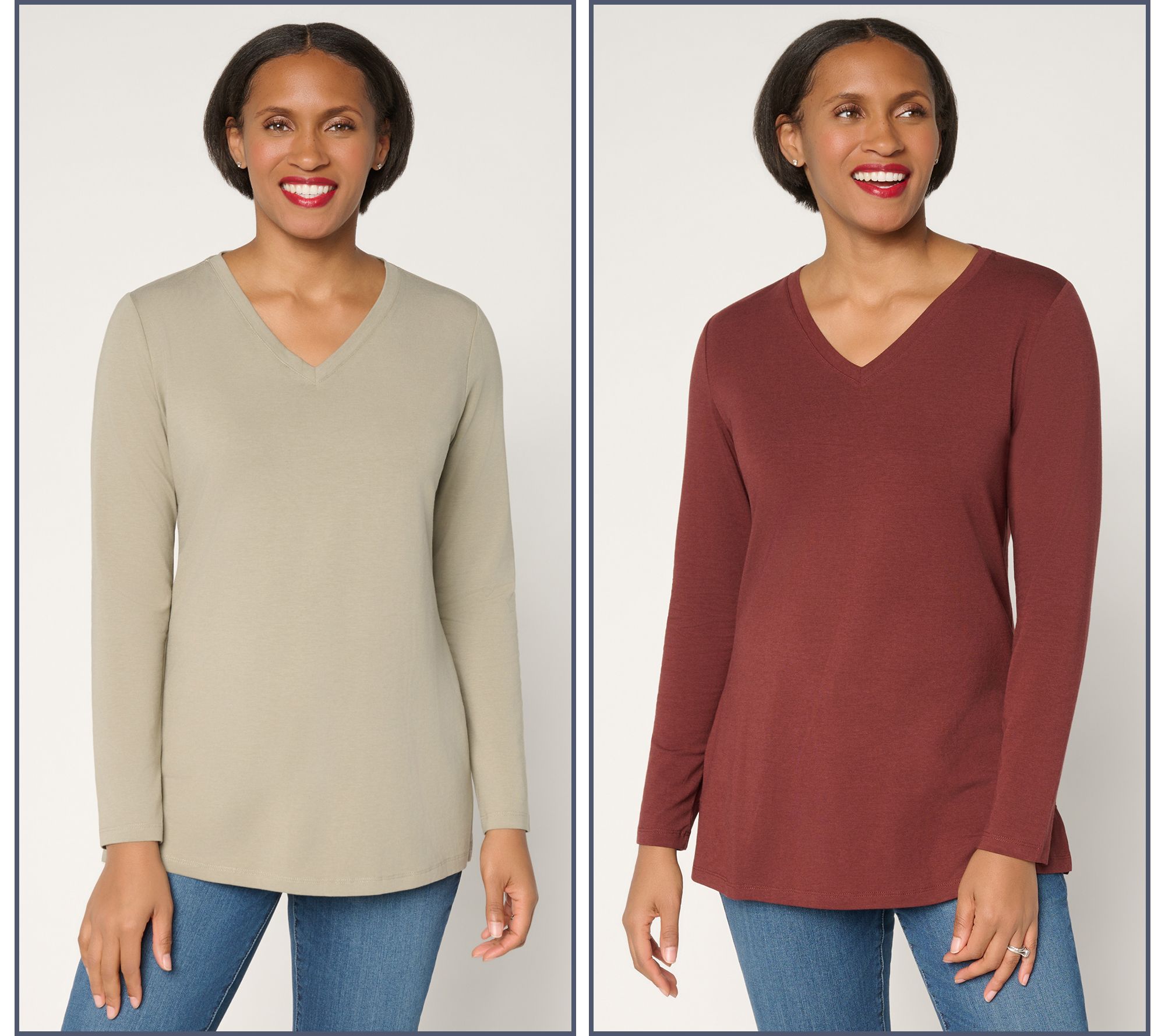 "As Is" Denim & Co. Essentials Reg So Soft Jersey 2-Pack Tunics