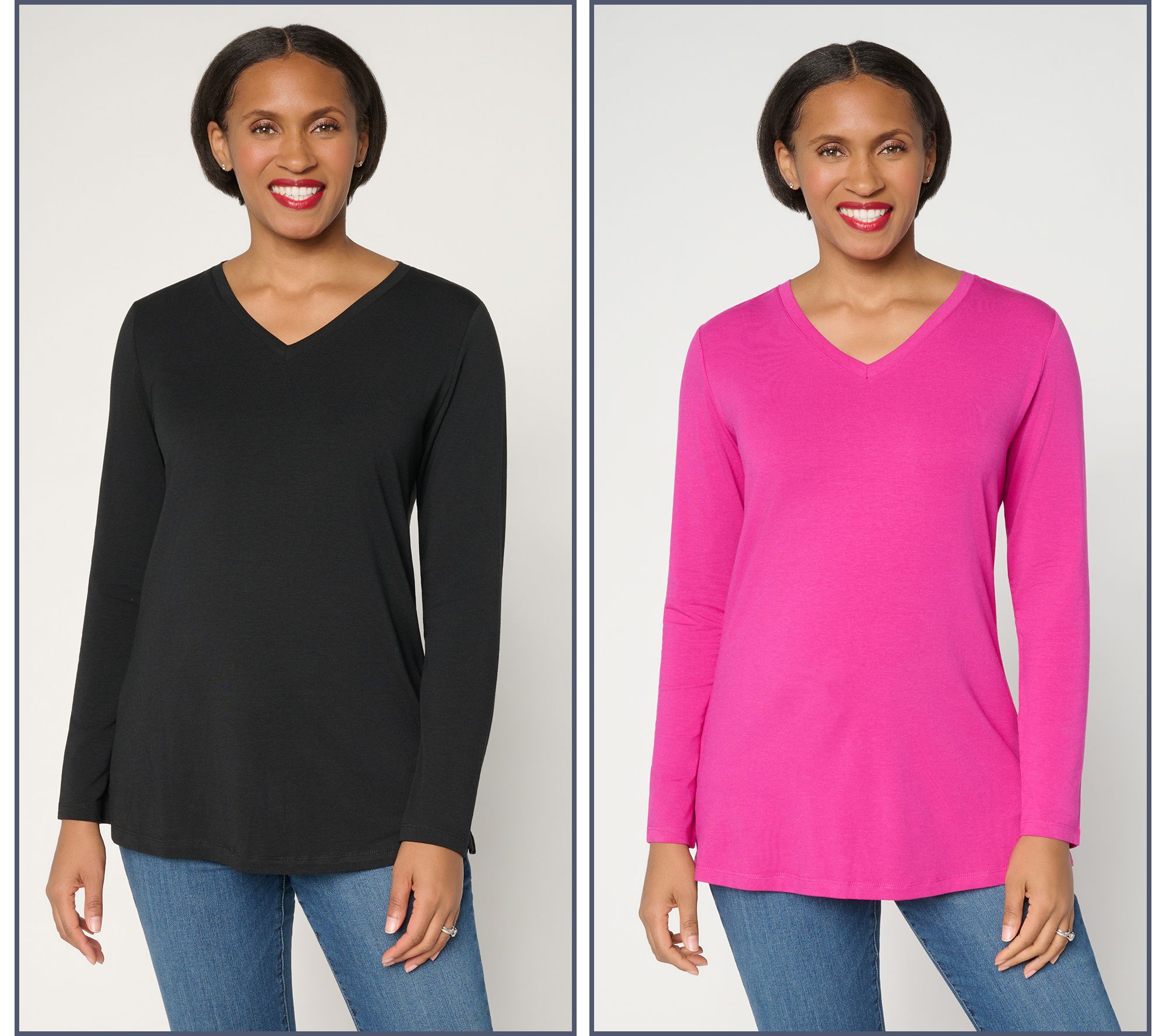 "As Is" Denim & Co. Essentials Reg So Soft Jersey 2-Pack Tunics