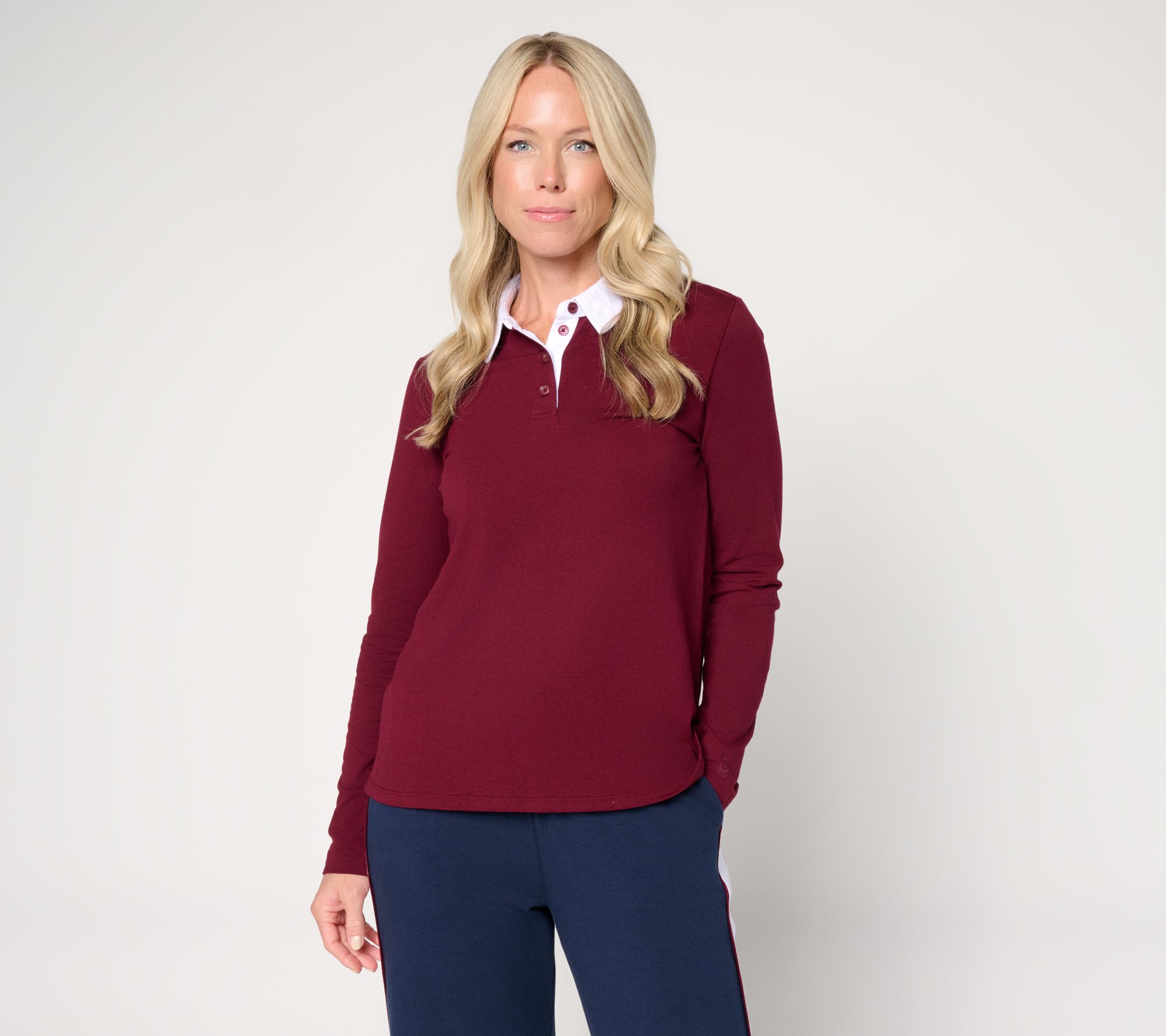 Cuddl Duds Cottonwear+ Collared Polo Top