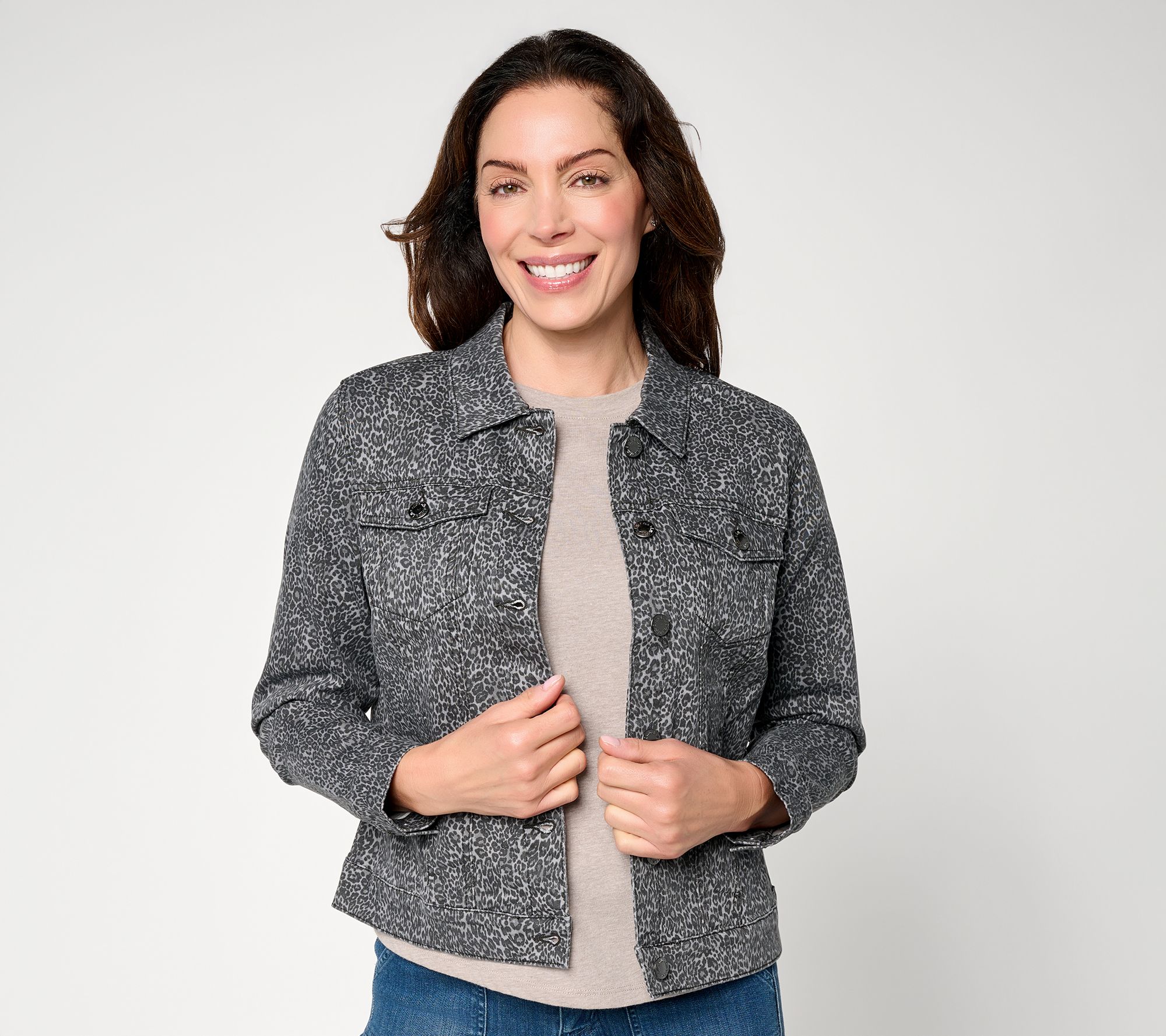 Belle by Kim Gravel TripleLuxe Twill Mini Leopard Jacket