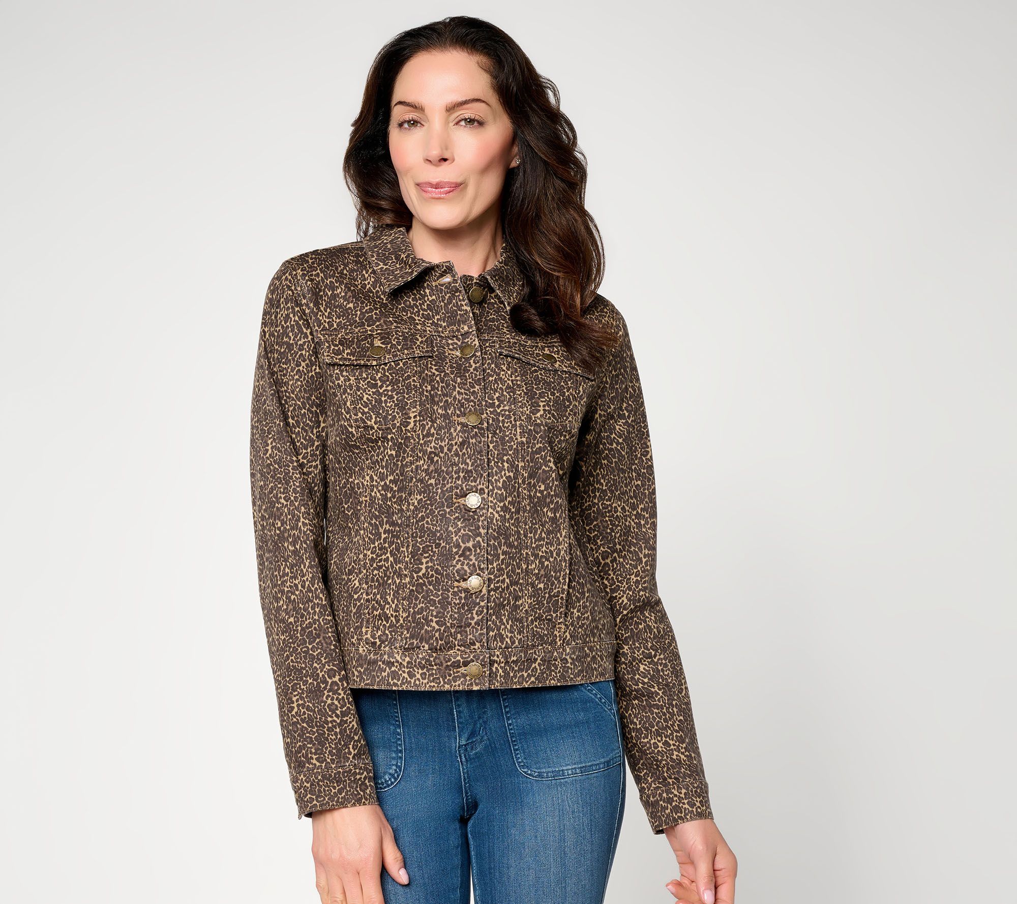 Belle by Kim Gravel TripleLuxe Twill Mini Leopard Jacket