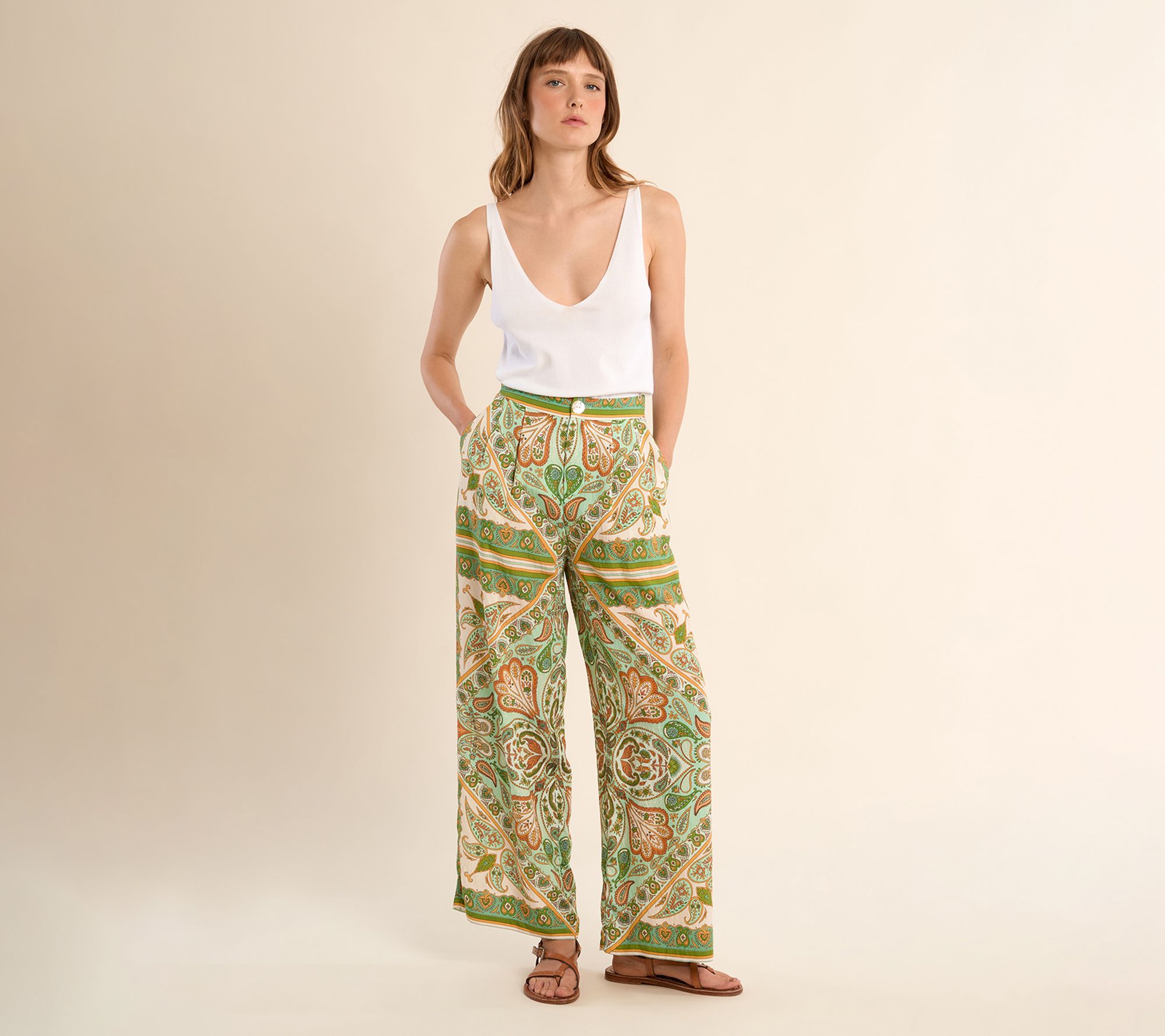Molly Bracken Woven Paisley Pants