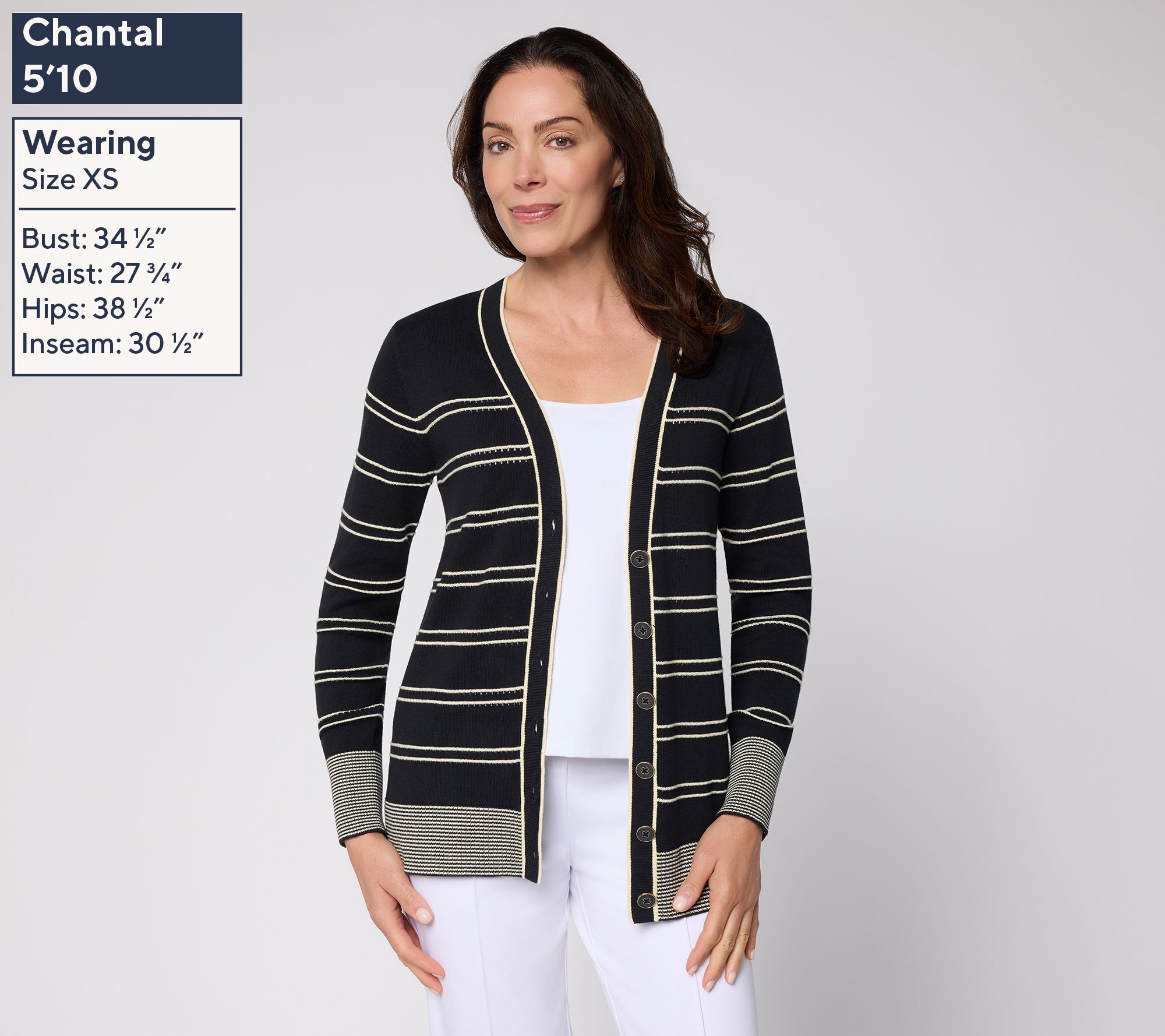 Susan Graver Novelty Stitch Button Front Long Sleeve Cardigan | QVC